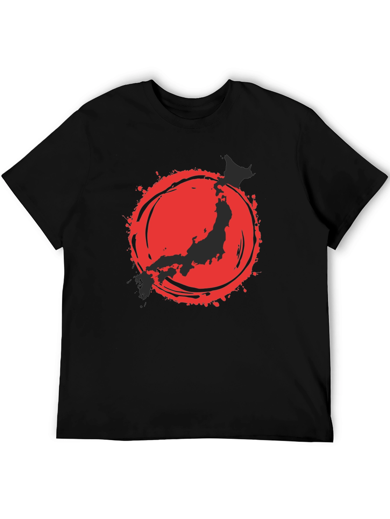 Japanese Flag Graphic Tee - Black Cotton Blend