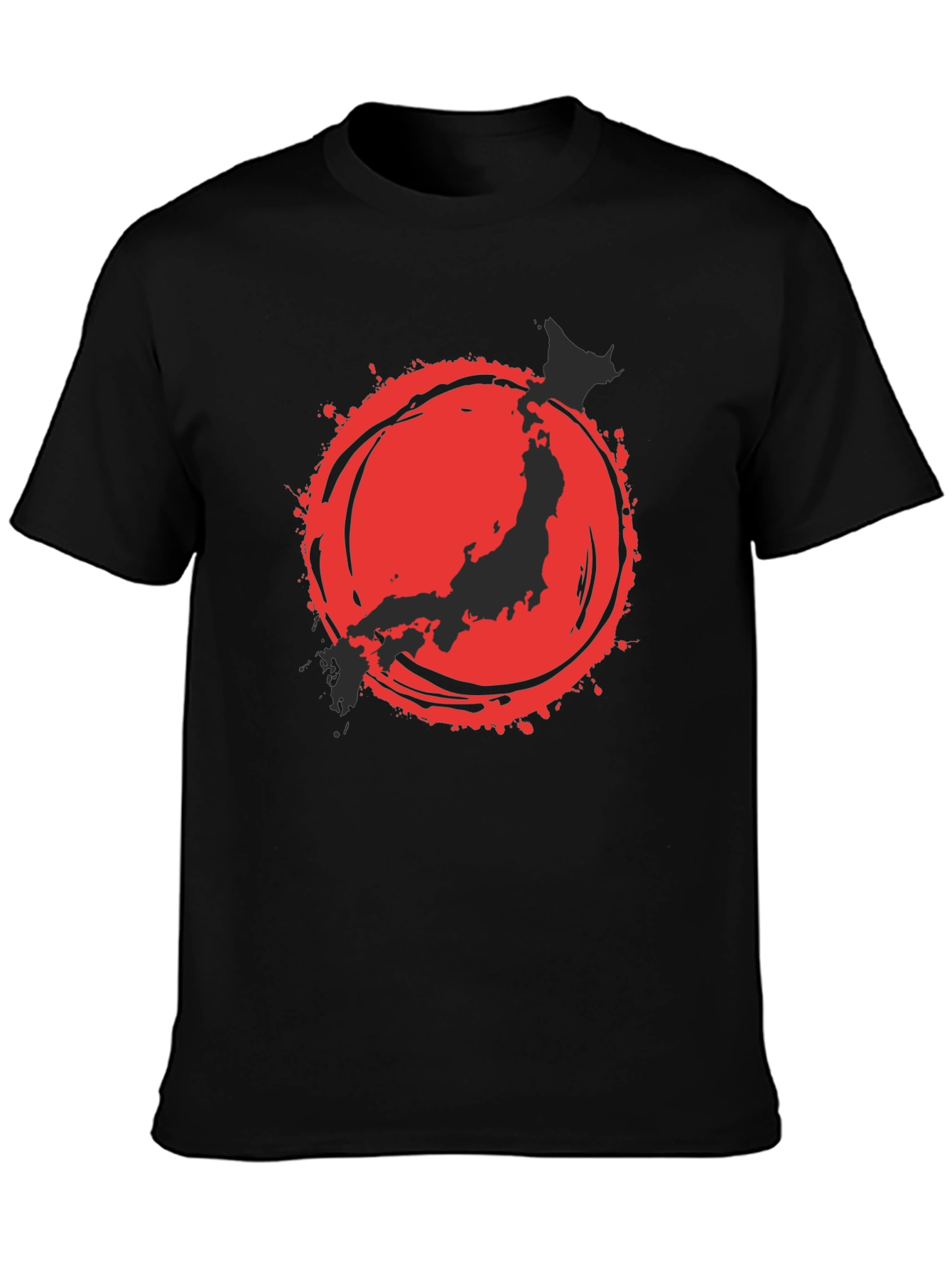 Japanese Flag Graphic Tee - Black Cotton Blend