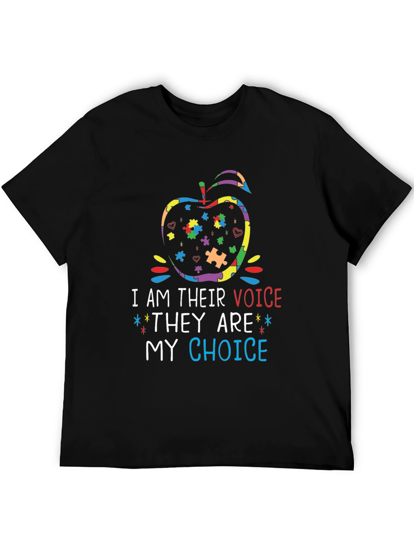 Autism Awareness Apple T-Shirt - I Am Their Voice