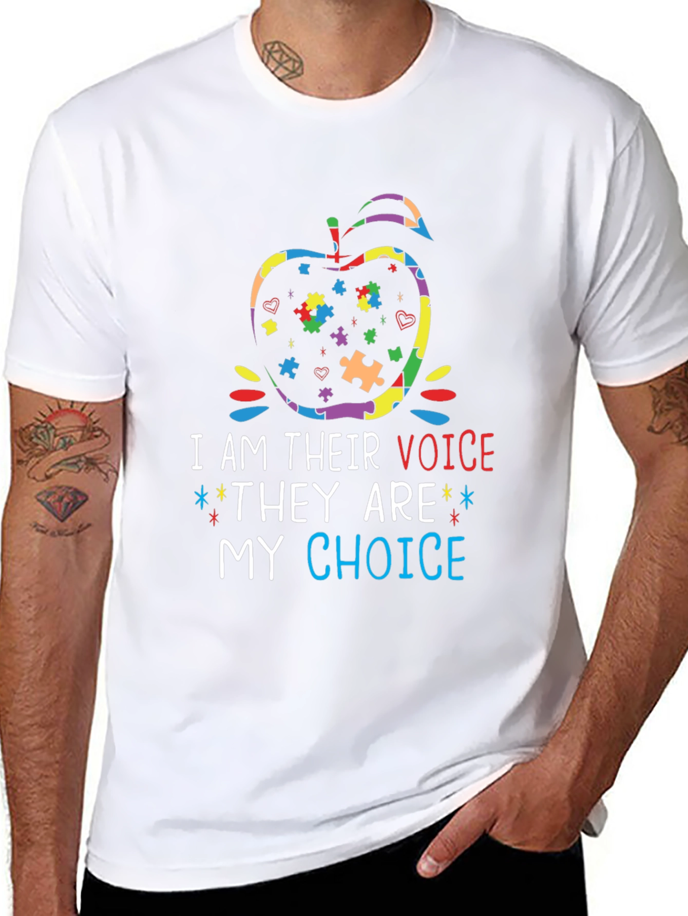 Autism Awareness Apple T-Shirt - I Am Their Voice