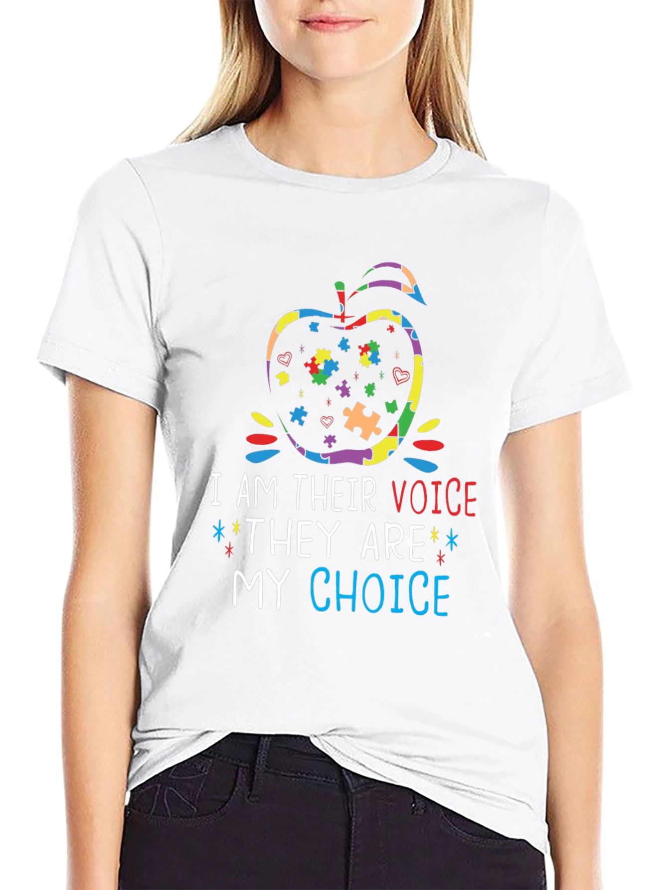 Autism Awareness Apple T-Shirt - I Am Their Voice