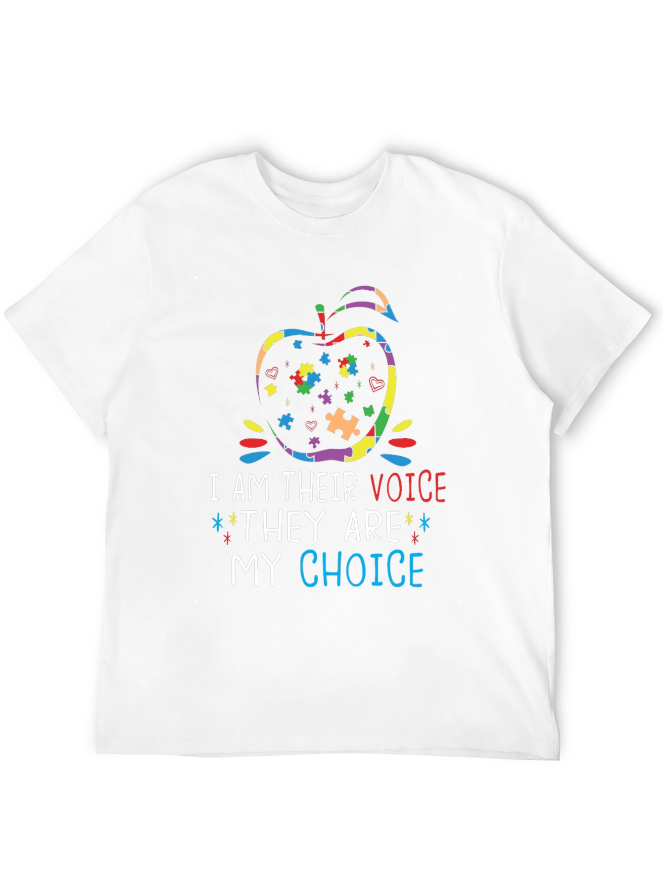 Autism Awareness Apple T-Shirt - I Am Their Voice