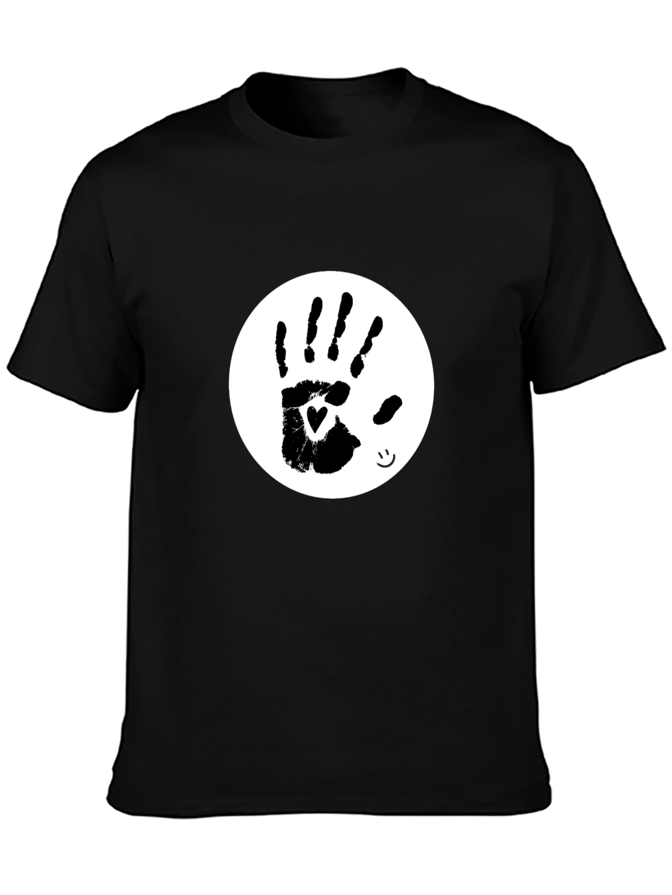 Heart Handprint Tee - Black Cotton Blend T-Shirt