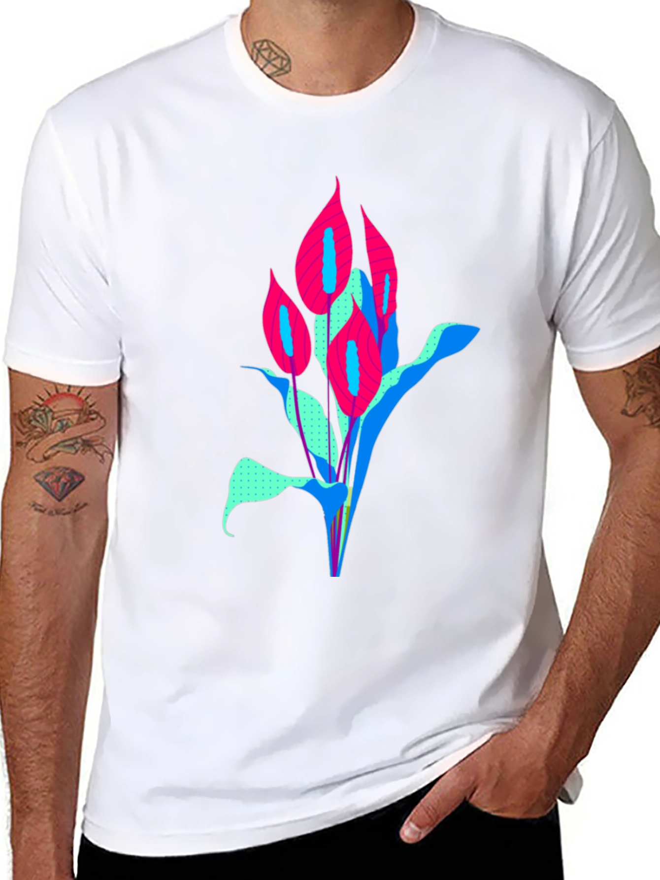 Modern Floral Graphic Tee - Bold Artistic Design