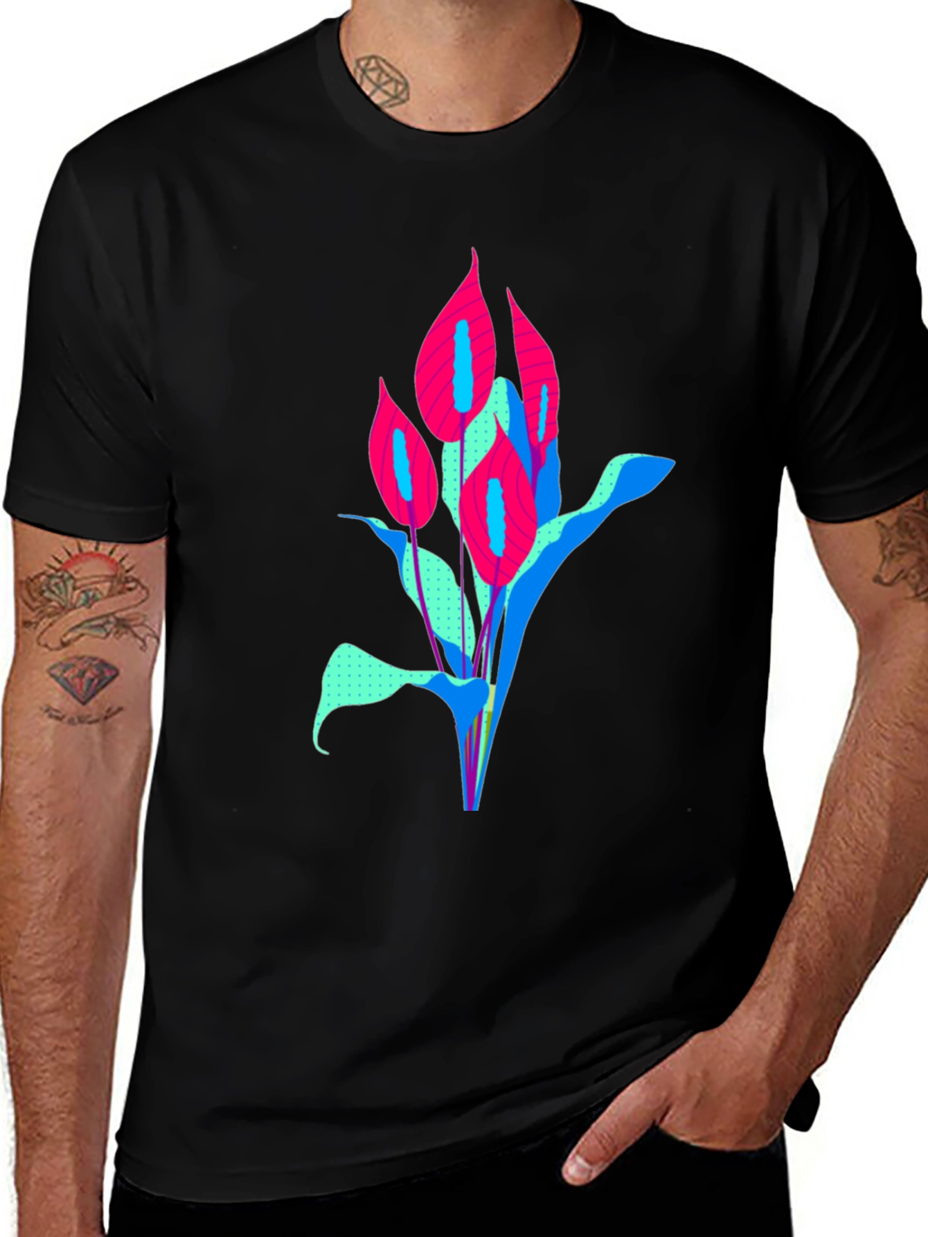 Modern Floral Graphic Tee - Bold Artistic Design