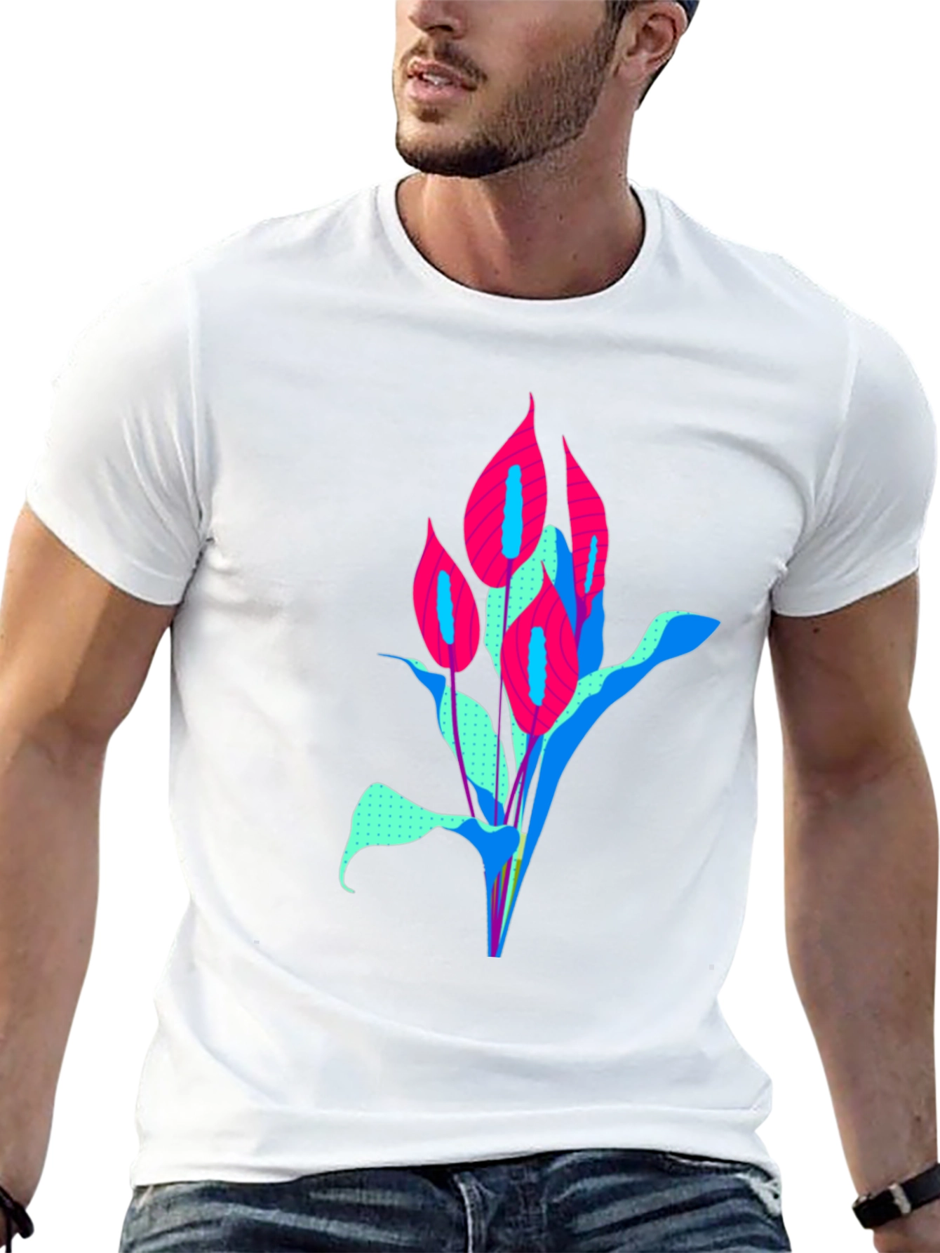 Modern Floral Graphic Tee - Bold Artistic Design