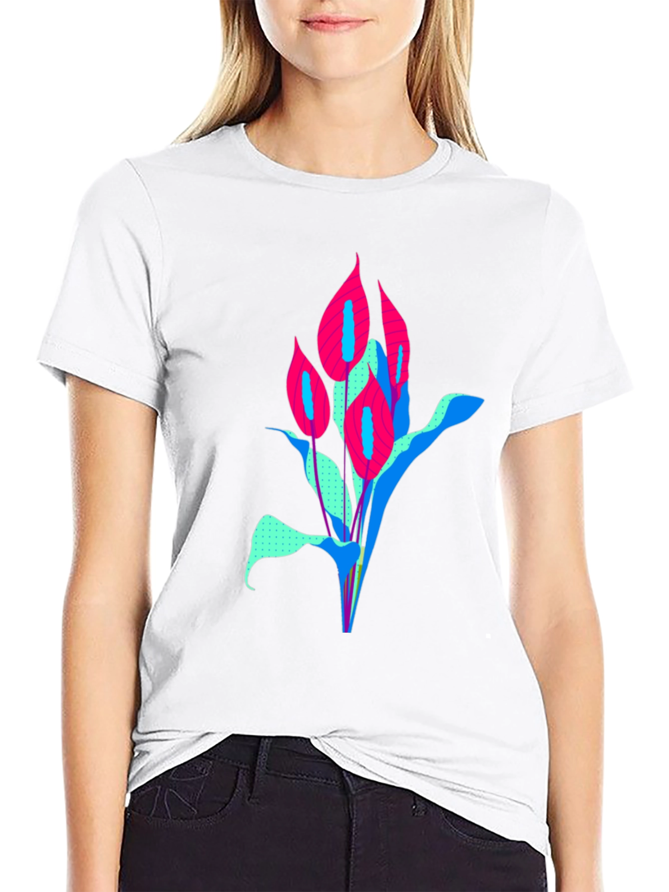 Modern Floral Graphic Tee - Bold Artistic Design