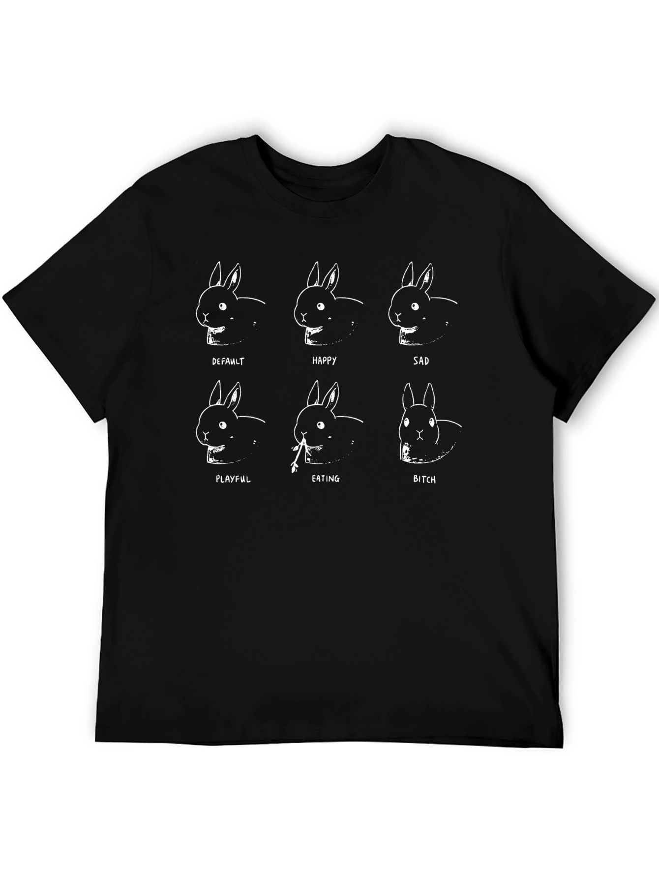 Bunny Moods Black Graphic T-Shirt