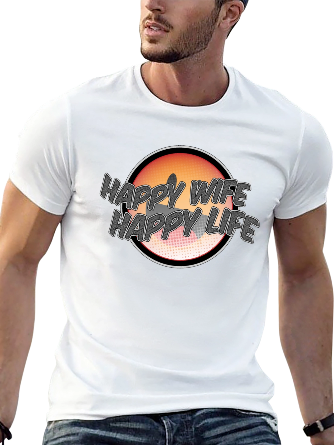 Happy Wife Happy Life Graphic Tee - Black