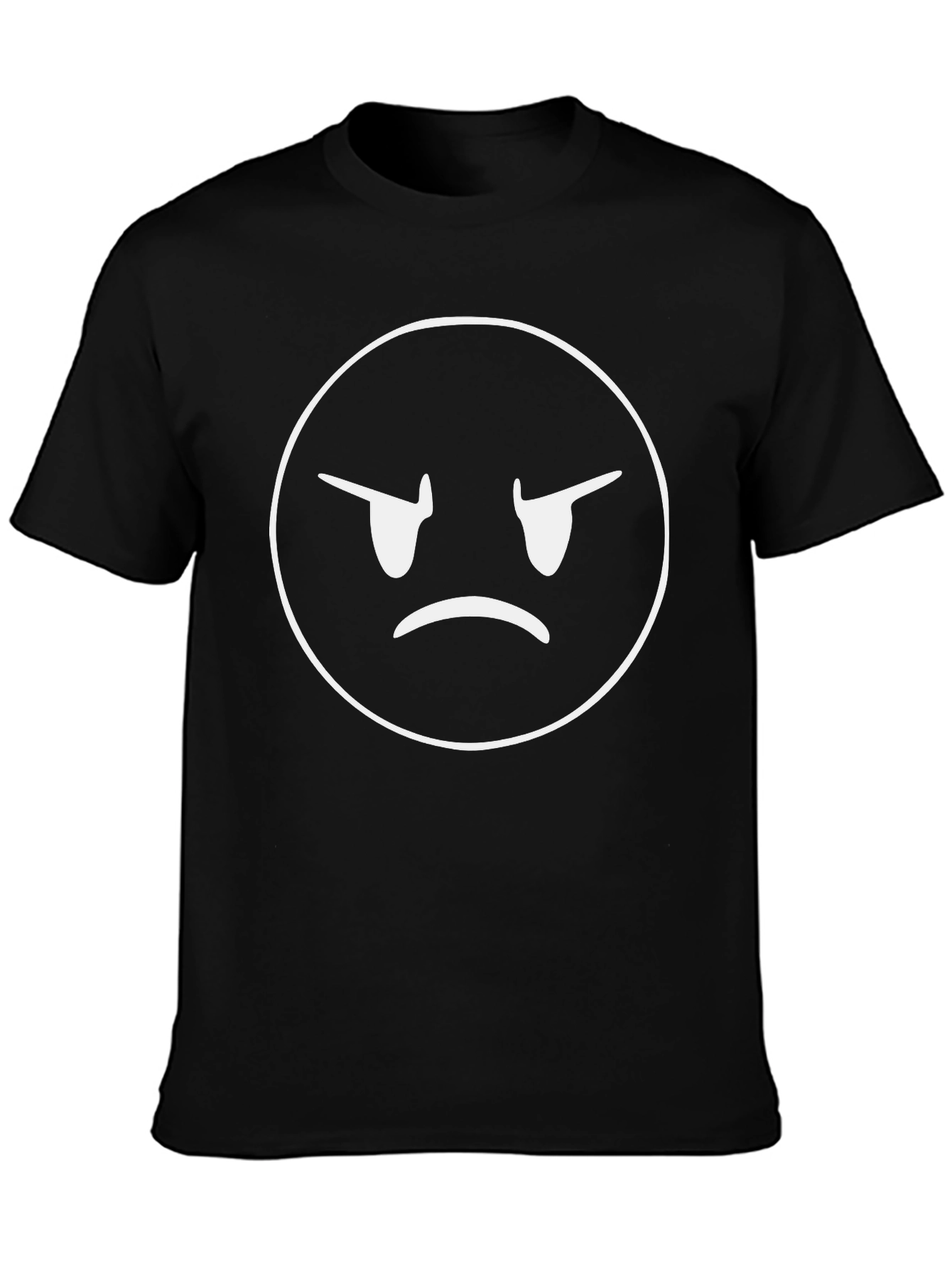 Grumpy Face Black T-Shirt - Express Your Mood!