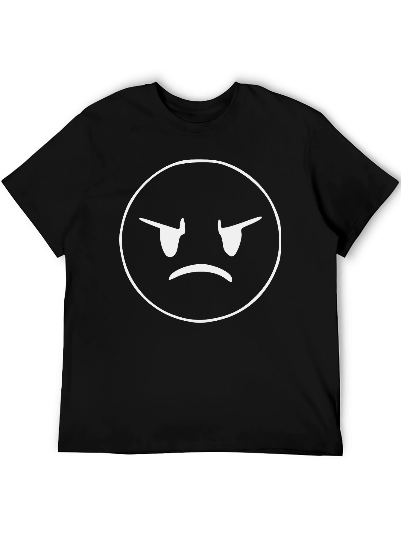 Grumpy Face Black T-Shirt - Express Your Mood!
