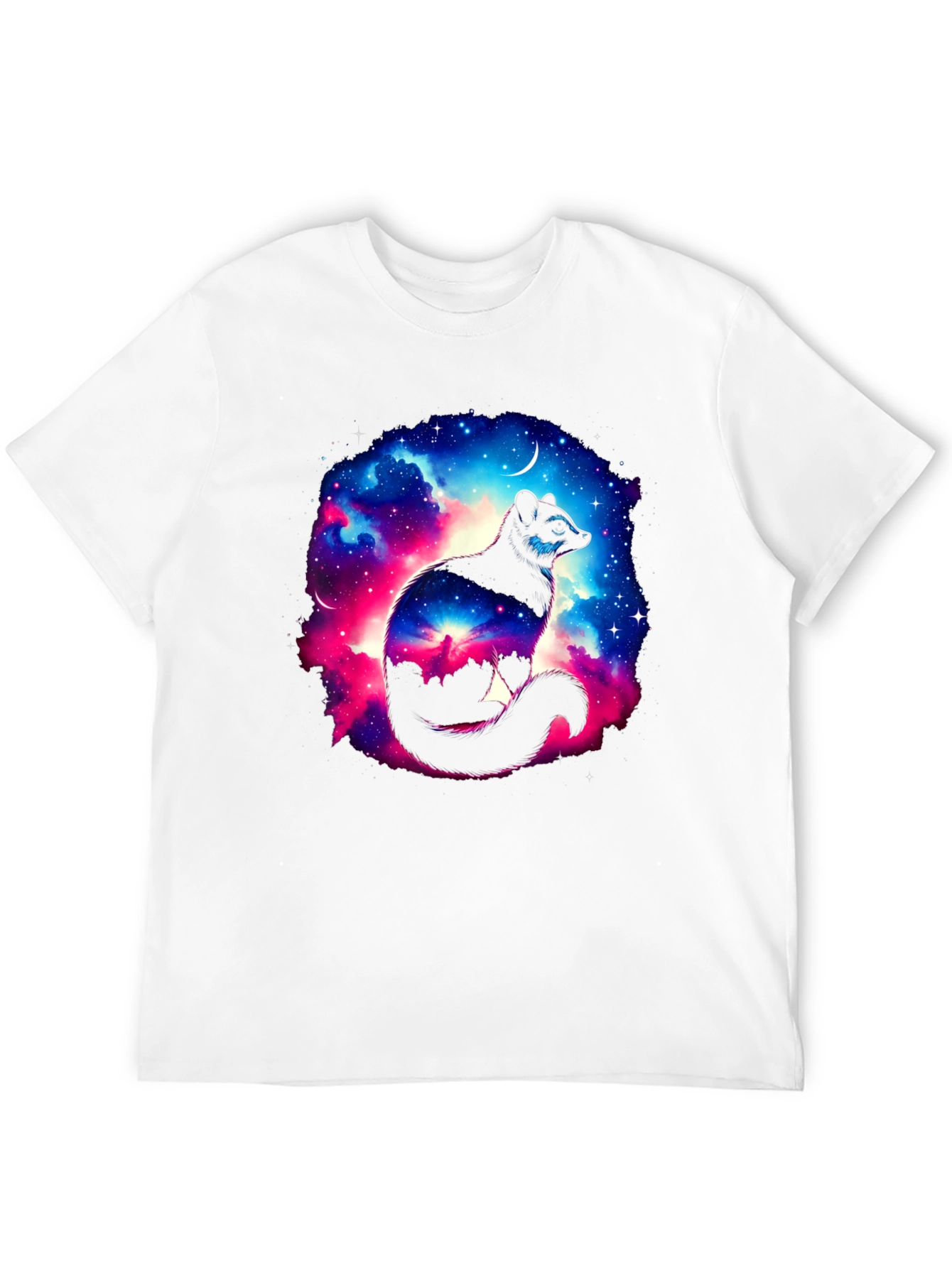 Cosmic Raccoon Graphic Tee - Black Cotton Blend