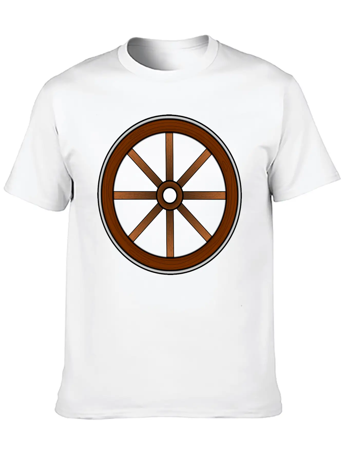 Cartwheel With Wood Effect Unisex Casual T-Shirt – Clean Design For Daily Comfort