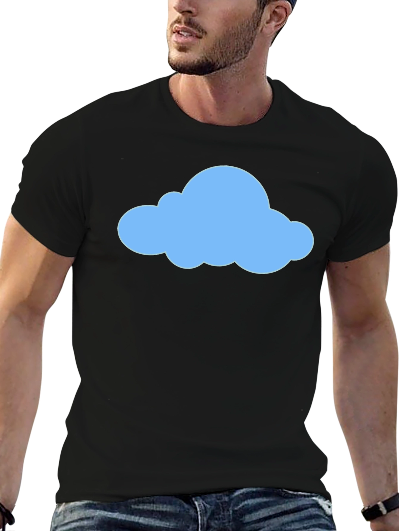Cloud Graphic Tee - Mens Casual Black T-Shirt