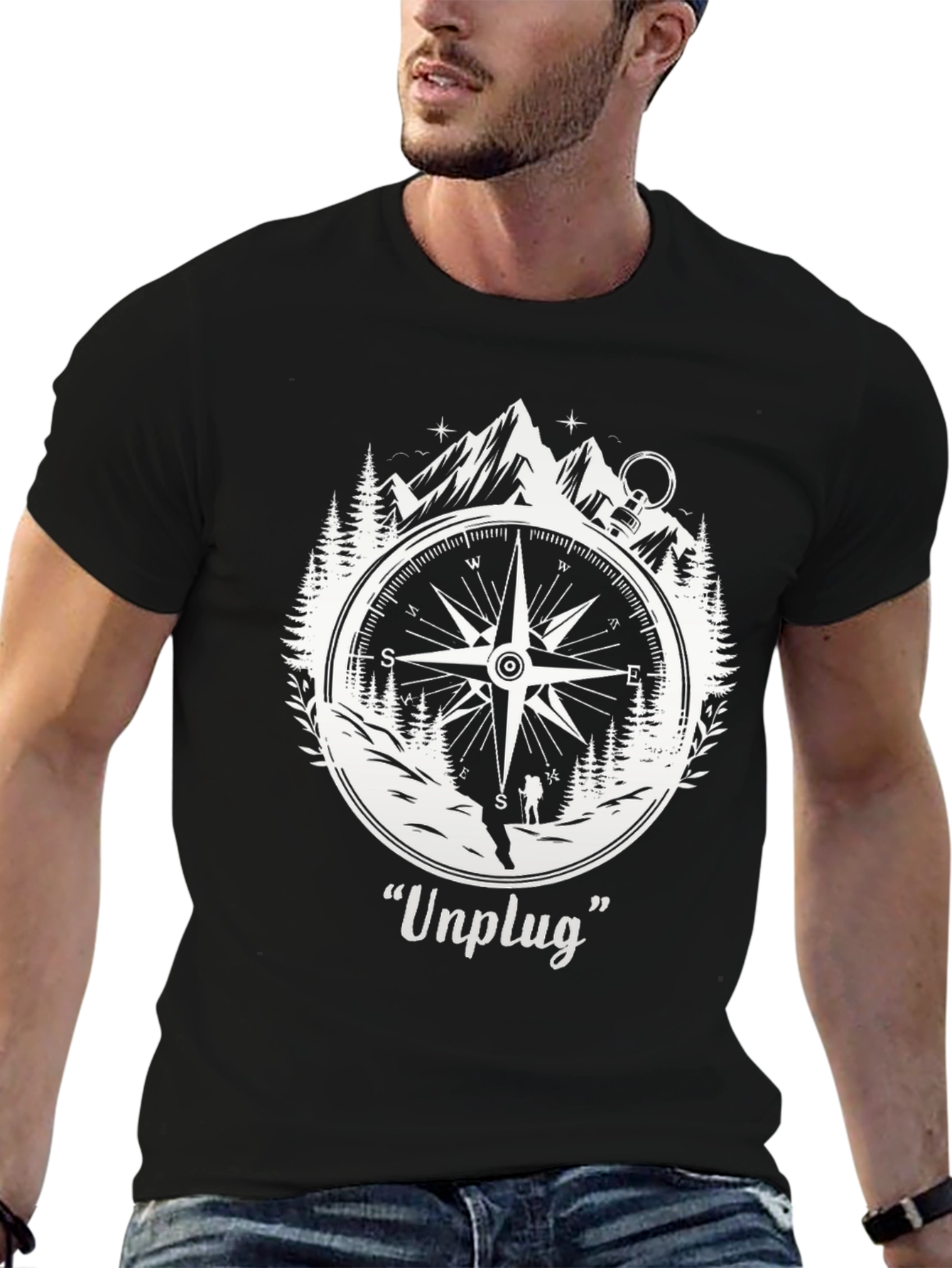 Unplug Compass Graphic Tee - Adventure Awaits