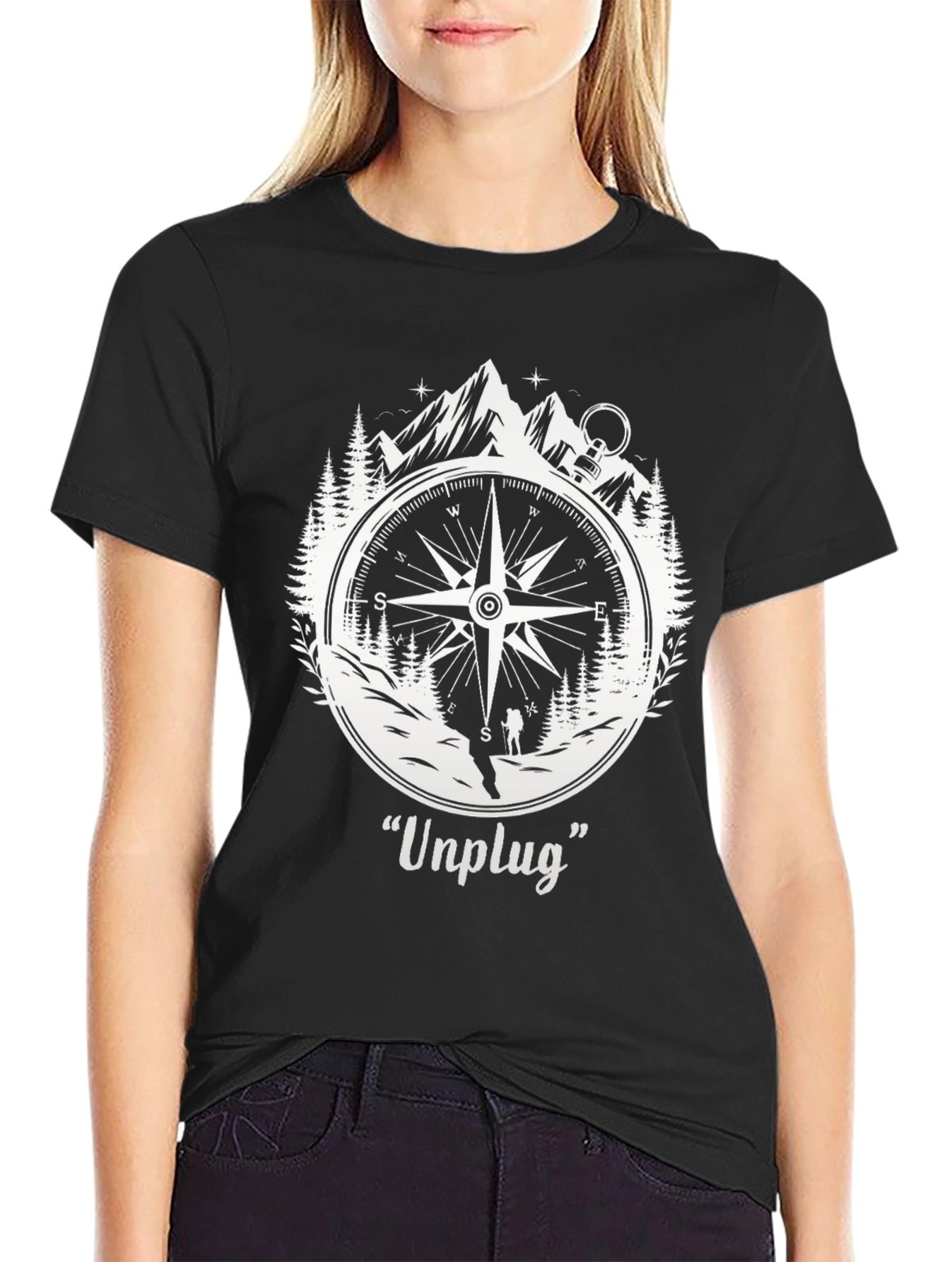 Unplug Compass Graphic Tee - Adventure Awaits