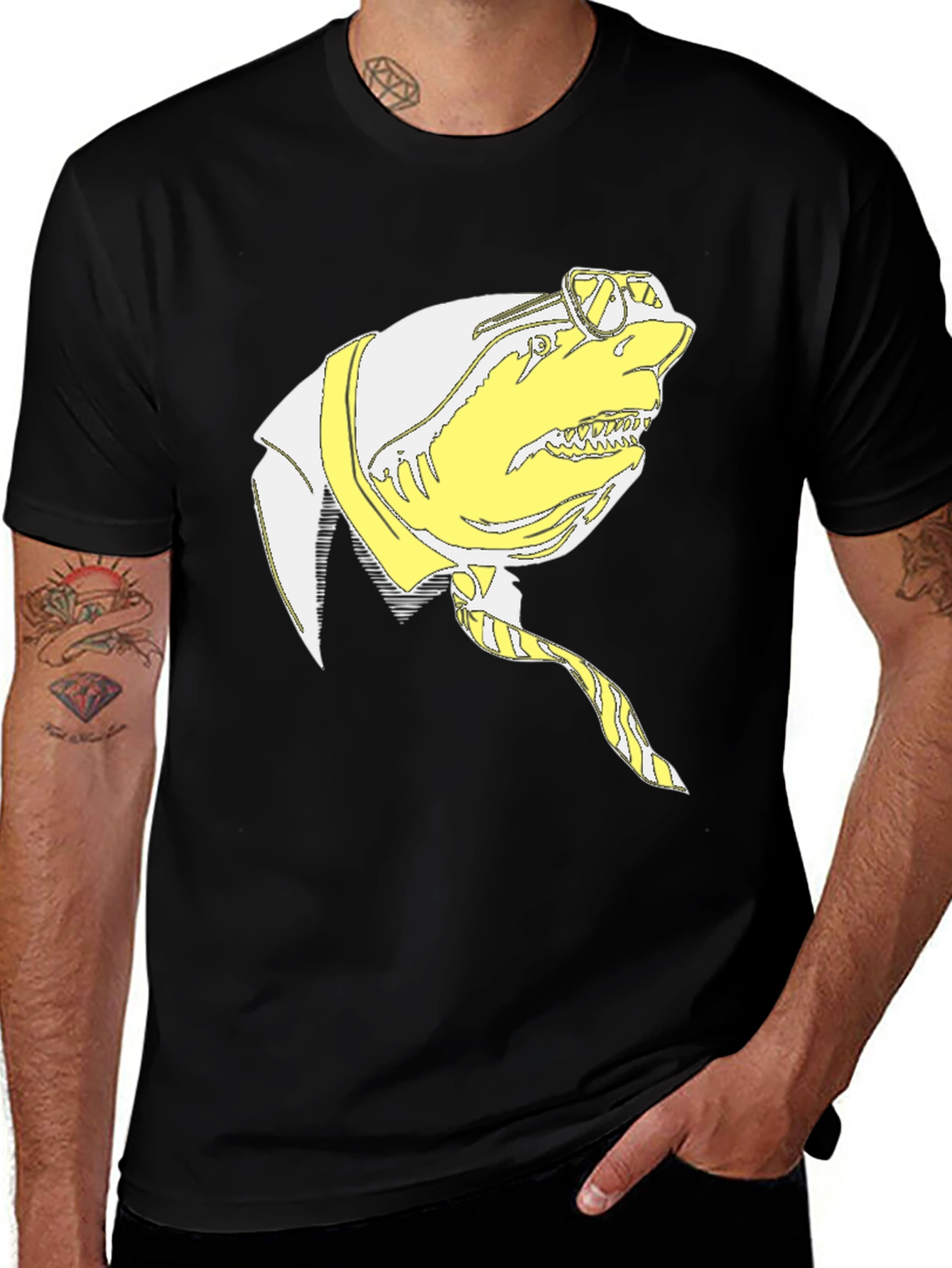 Shark with a Suit T-Shirt - Novelty Graphic Tee