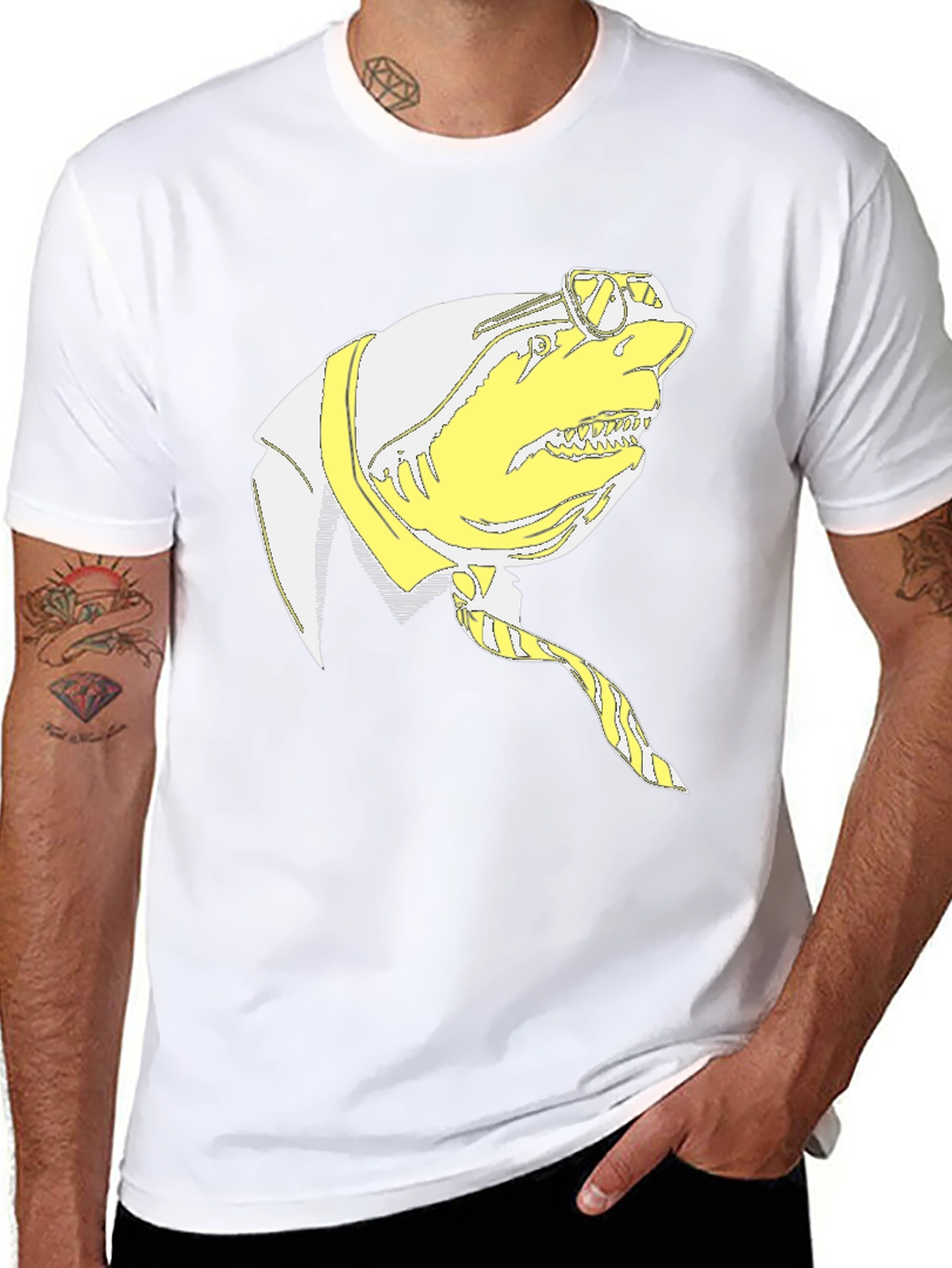 Shark with a Suit T-Shirt - Novelty Graphic Tee