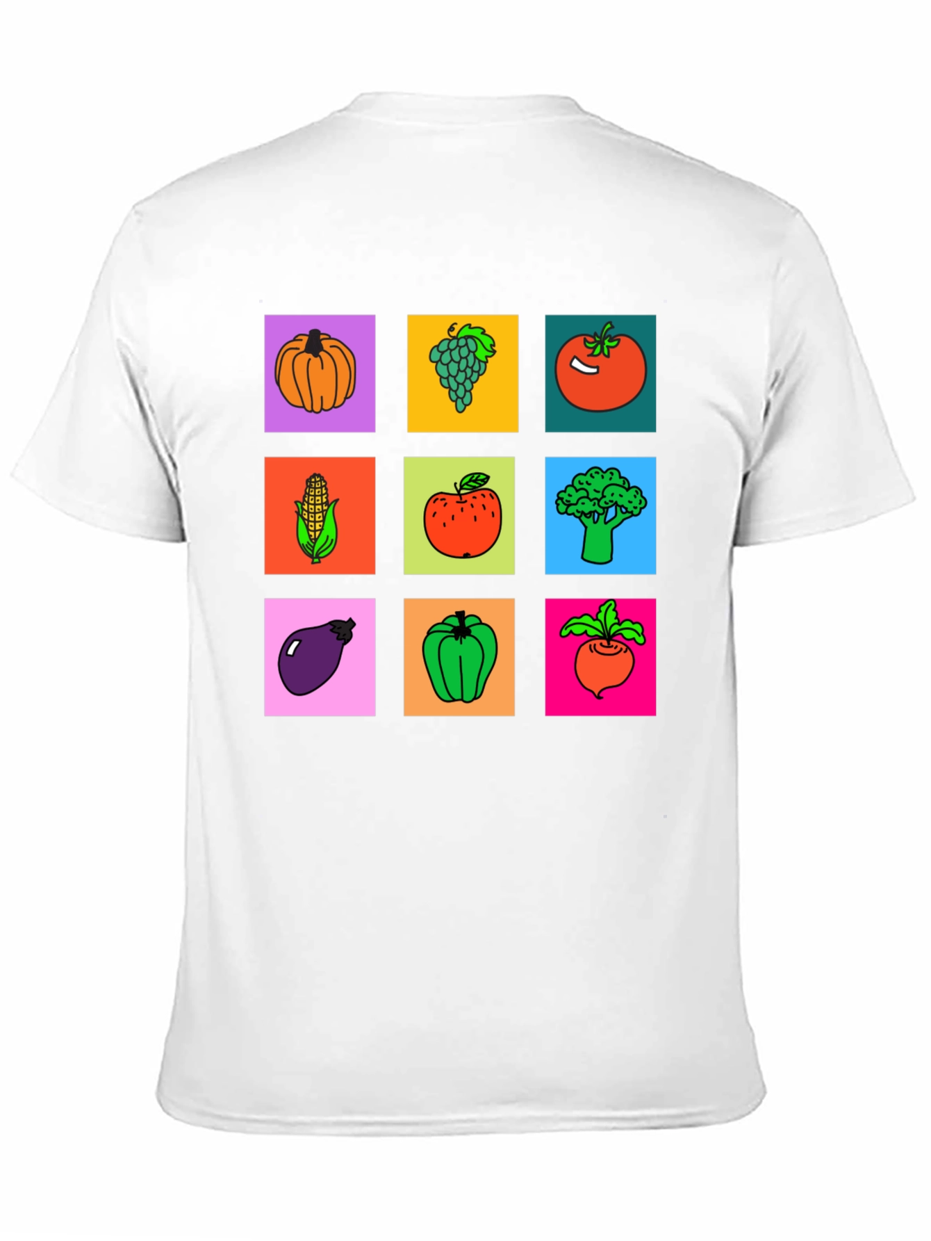 Vibrant Vegetable & Fruit Graphic Print T-Shirt