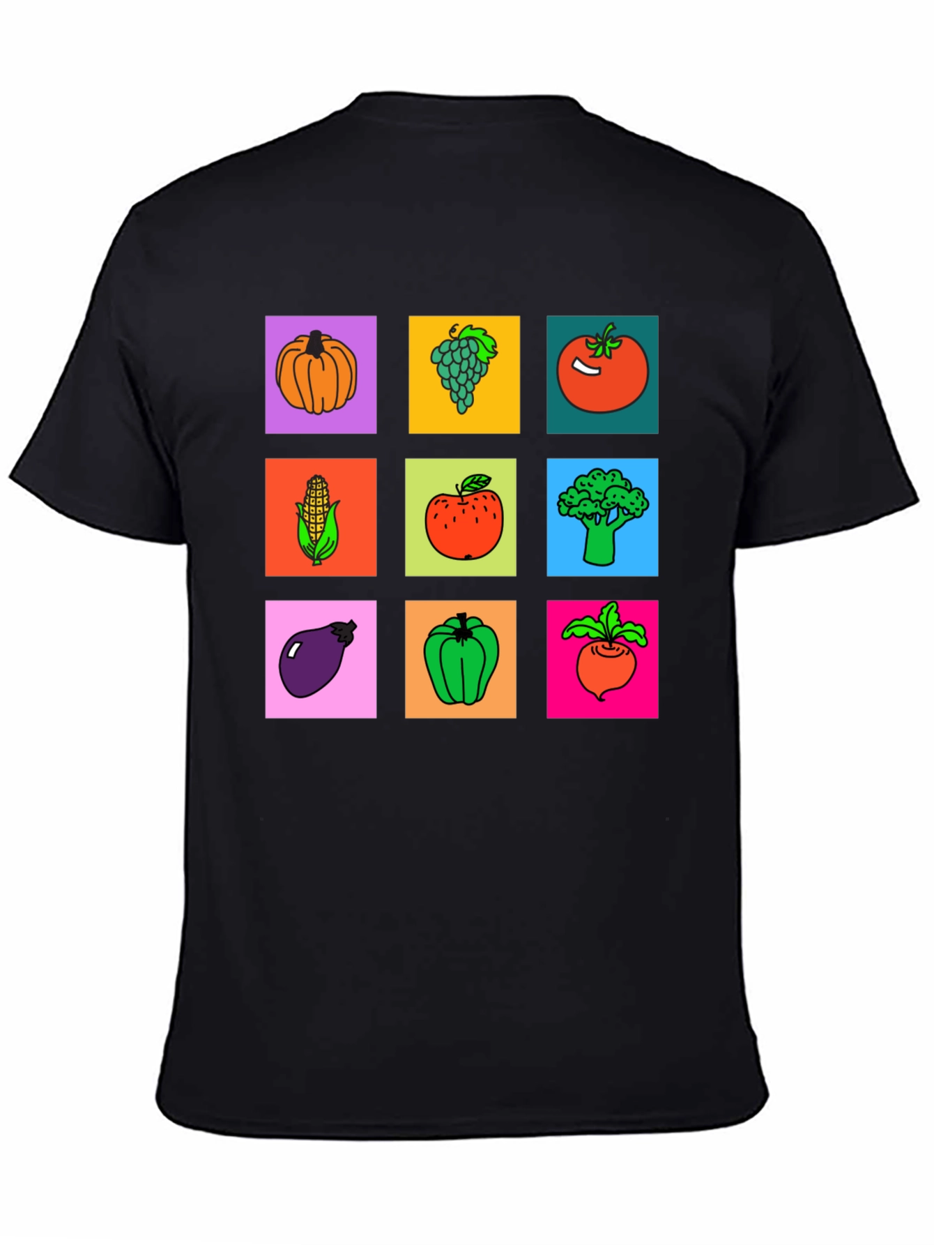Vibrant Vegetable & Fruit Graphic Print T-Shirt