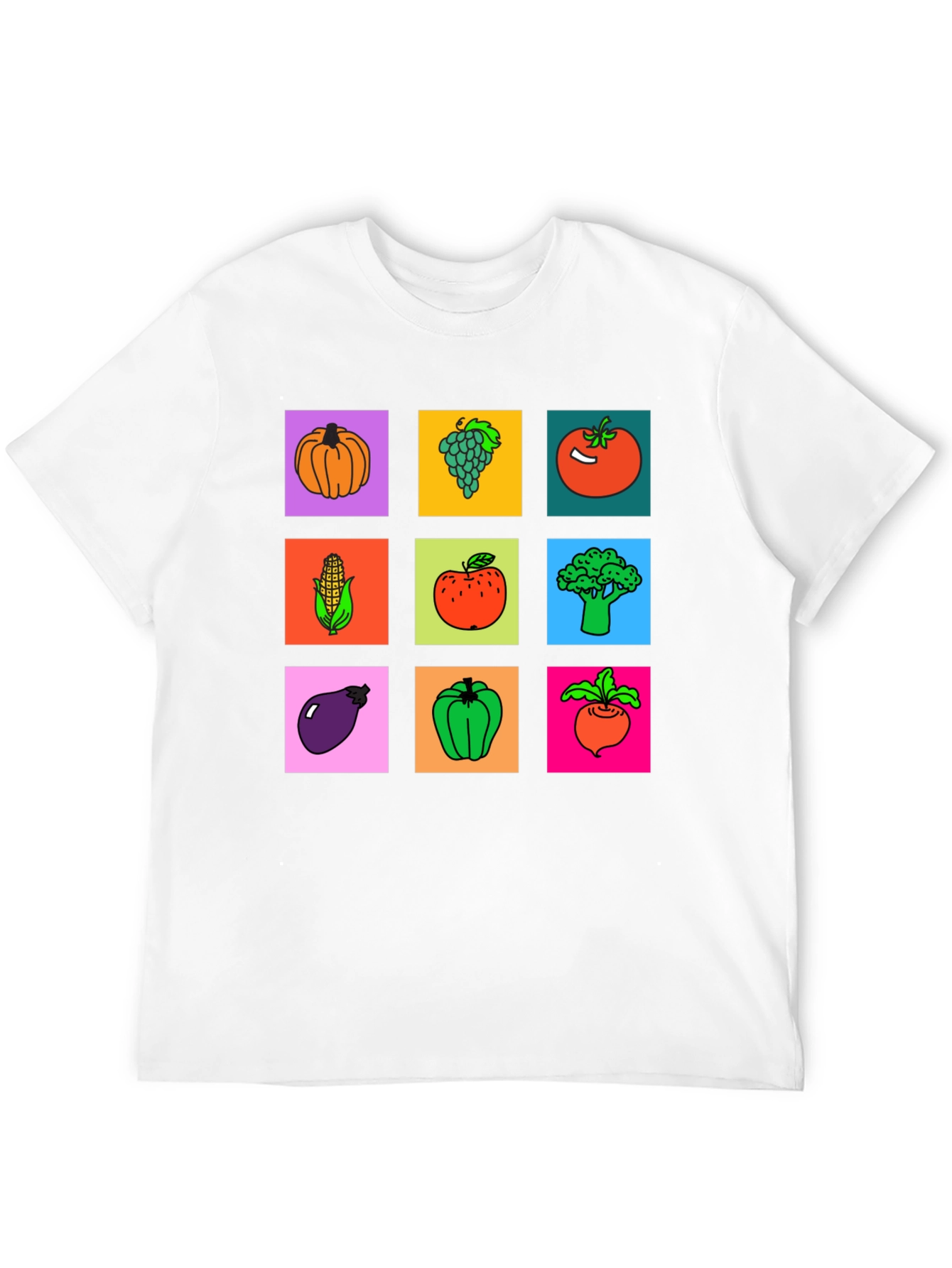Vibrant Vegetable & Fruit Graphic Print T-Shirt
