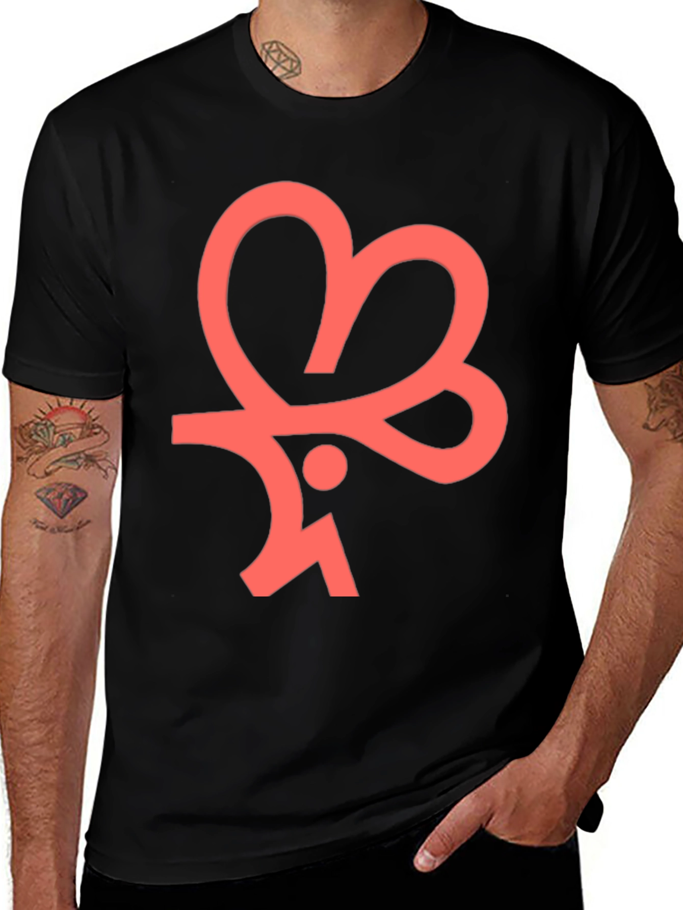 Modern Graphic Tee - Black Cotton Blend Shirt