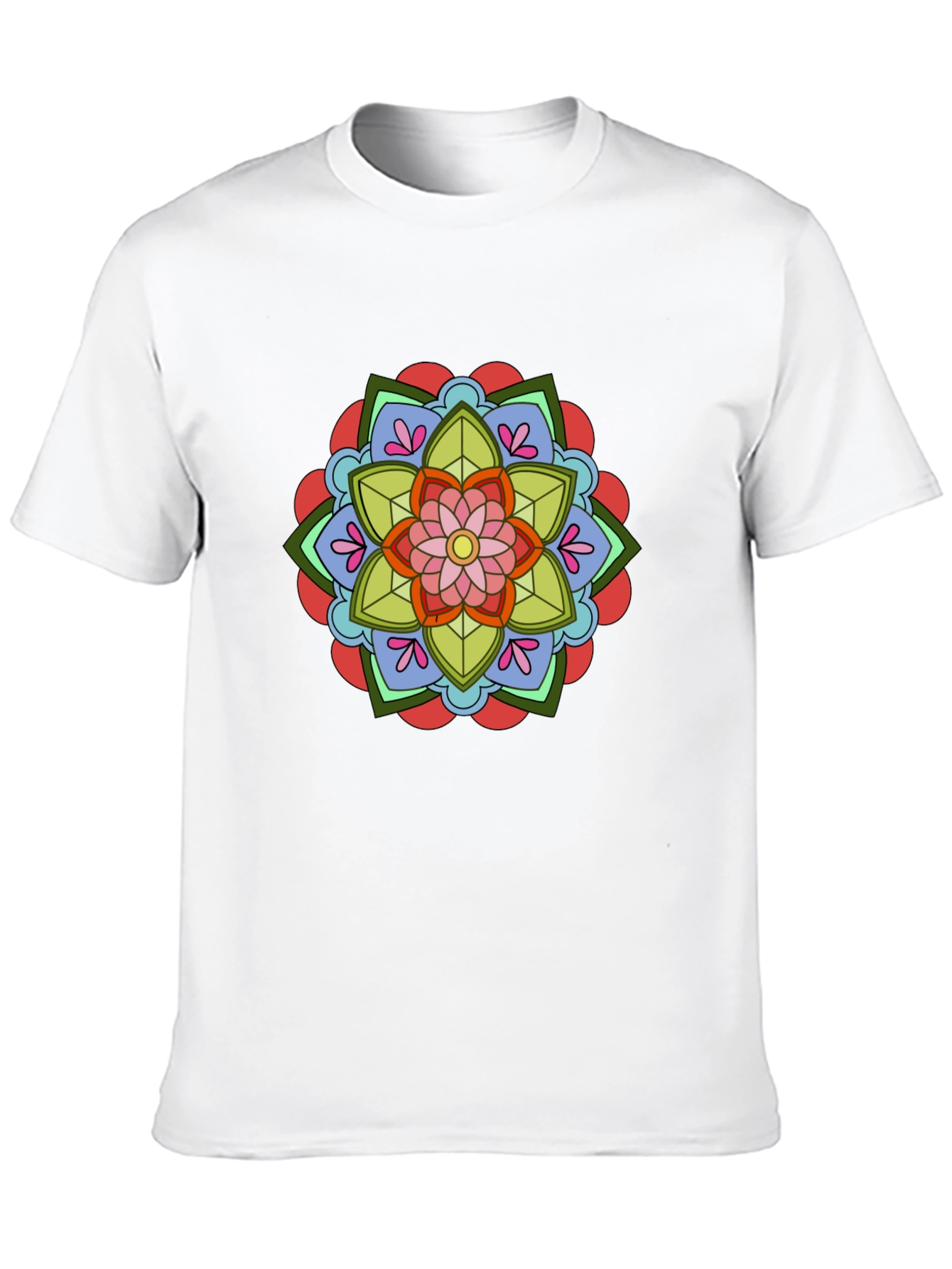 Floral Mandala Graphic Tee - Black Cotton T-Shirt