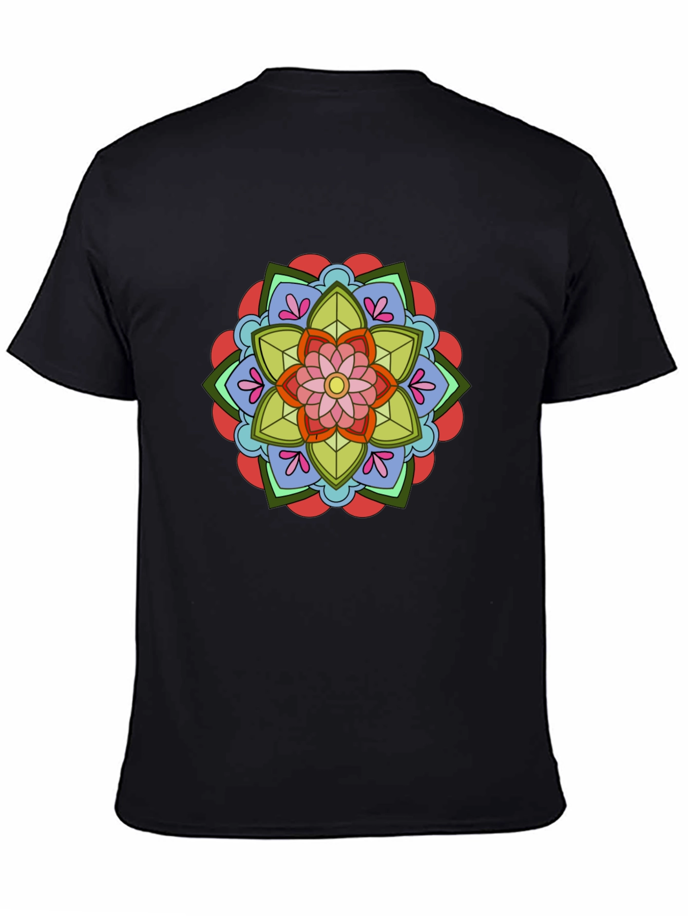 Floral Mandala Graphic Tee - Black Cotton T-Shirt