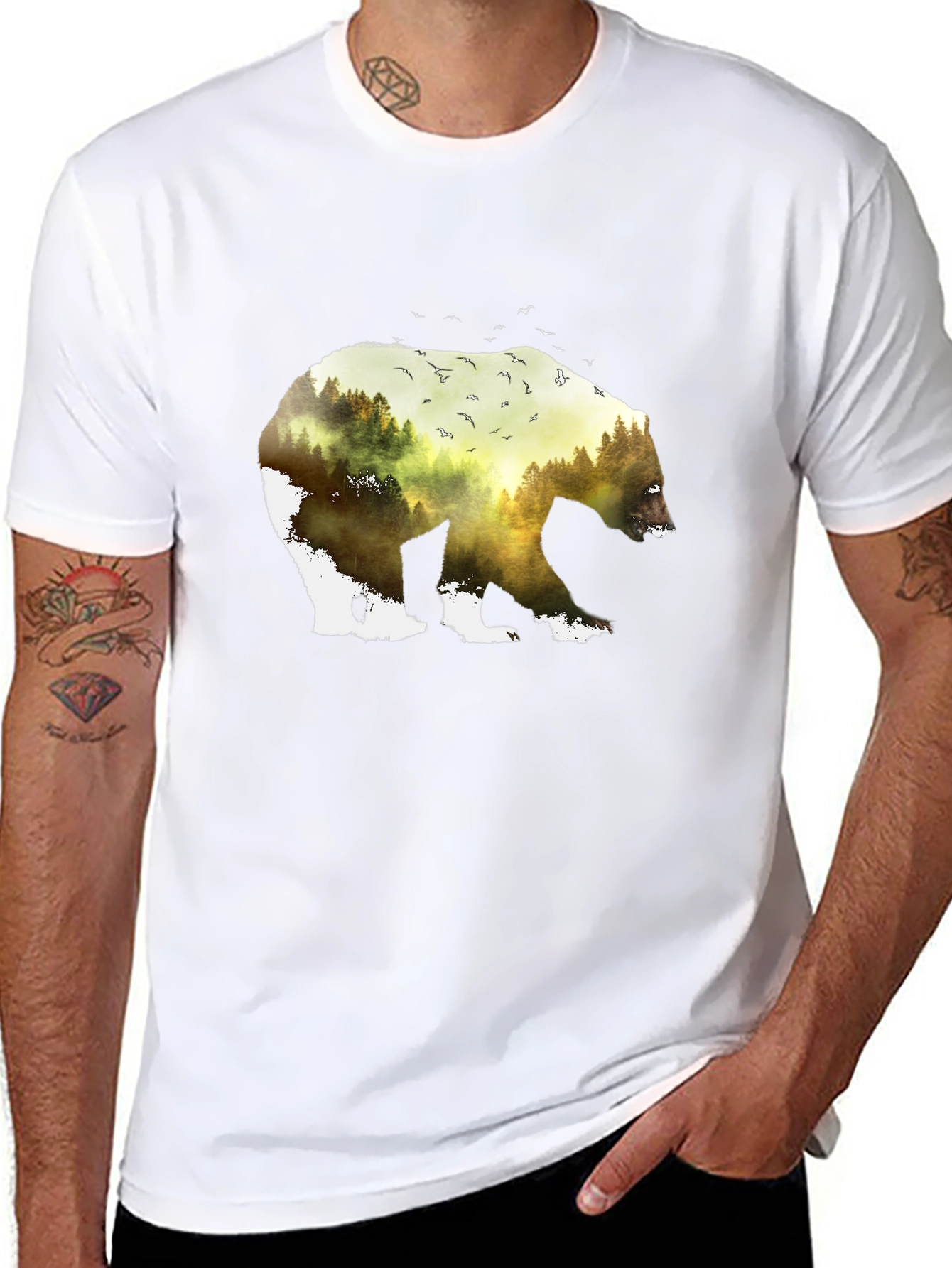 Nature Bear Graphic Tee - Black