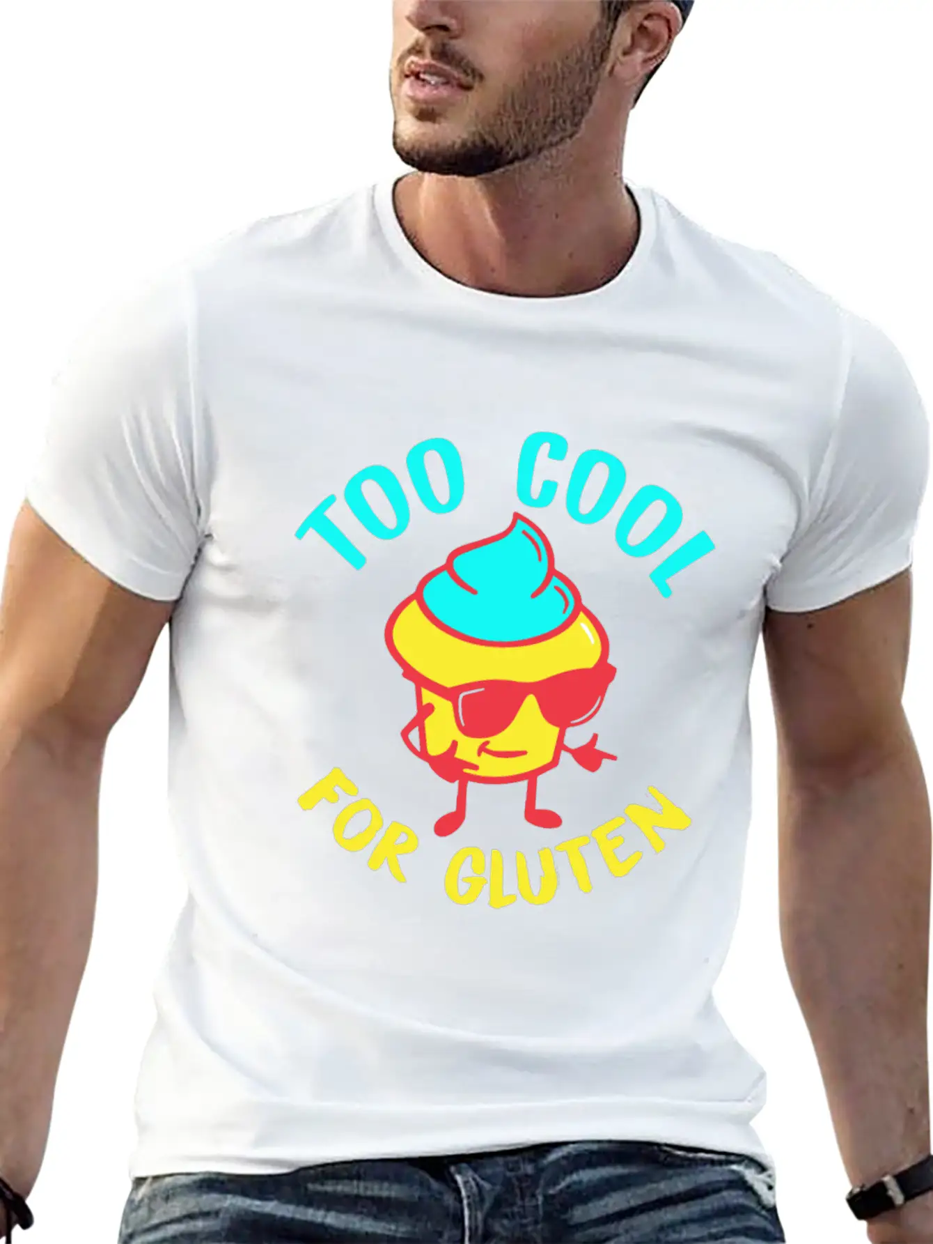Celiac Disease Too Cool For Gluten Funny Graphic G Unisex Casual T-Shirt – Clean Design For Daily Comfort