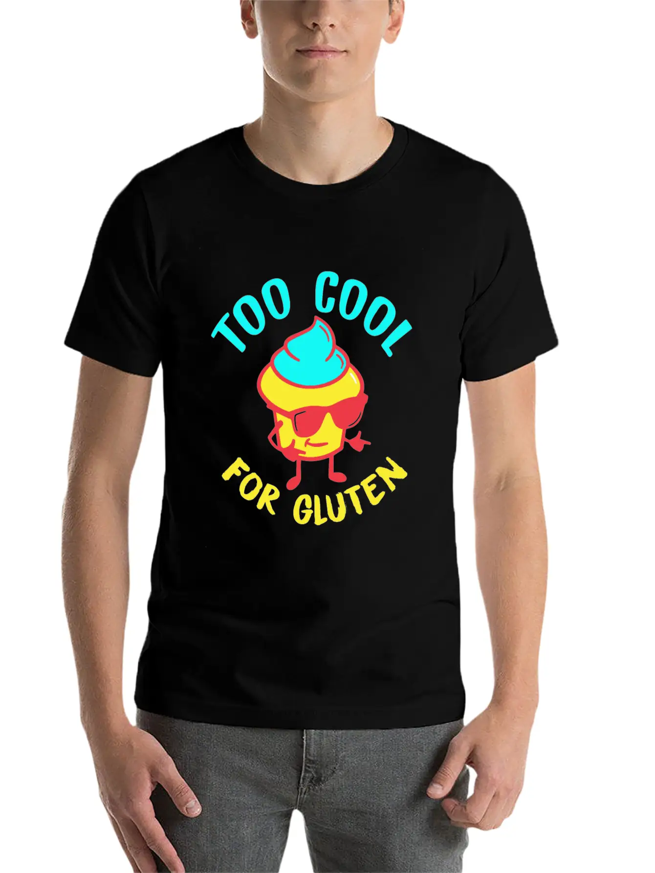 Celiac Disease Too Cool For Gluten Funny Graphic G Unisex Casual T-Shirt – Clean Design For Daily Comfort
