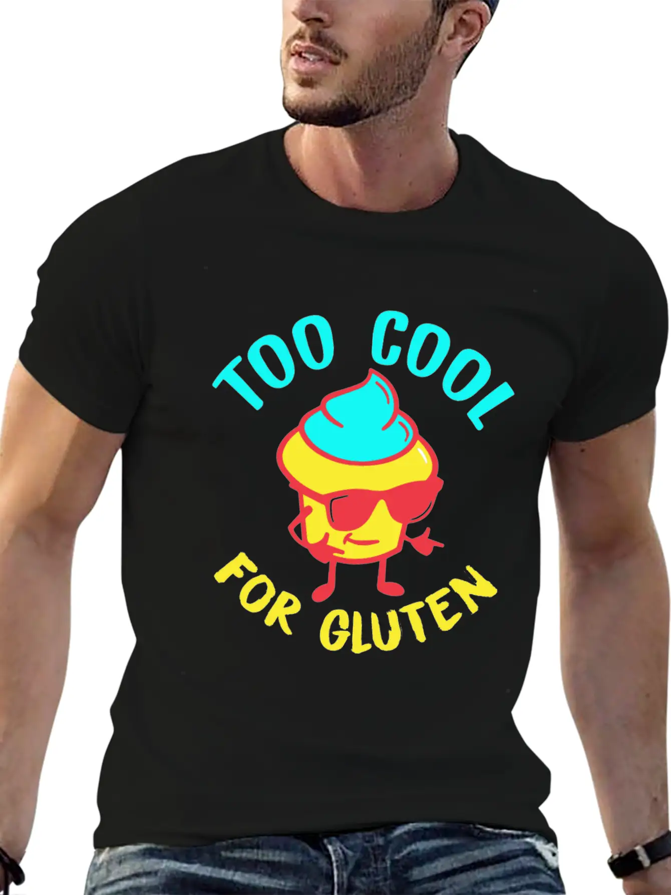 Celiac Disease Too Cool For Gluten Funny Graphic G Unisex Casual T-Shirt – Clean Design For Daily Comfort