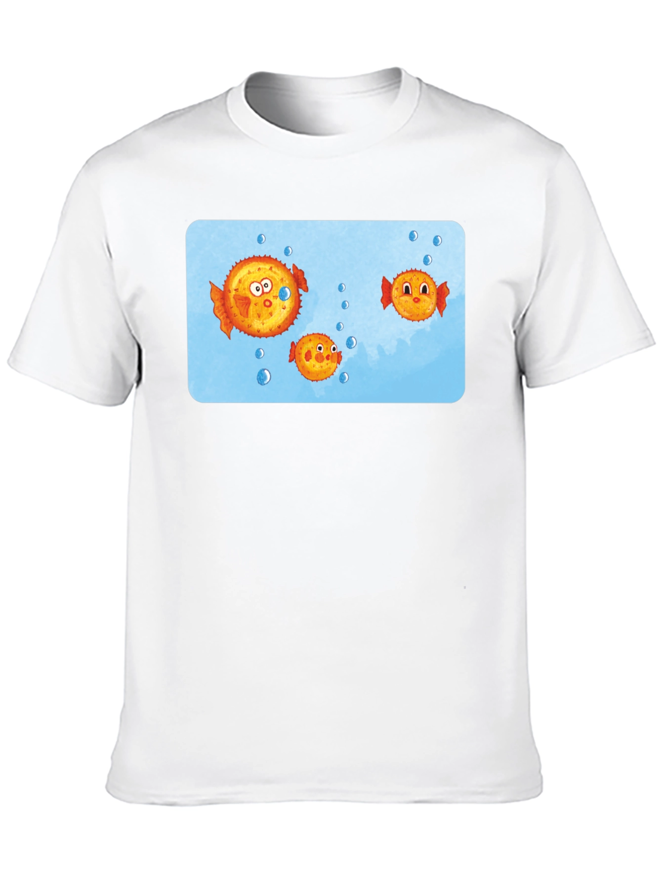 Cartoon Puffer Fish Graphic T-Shirt