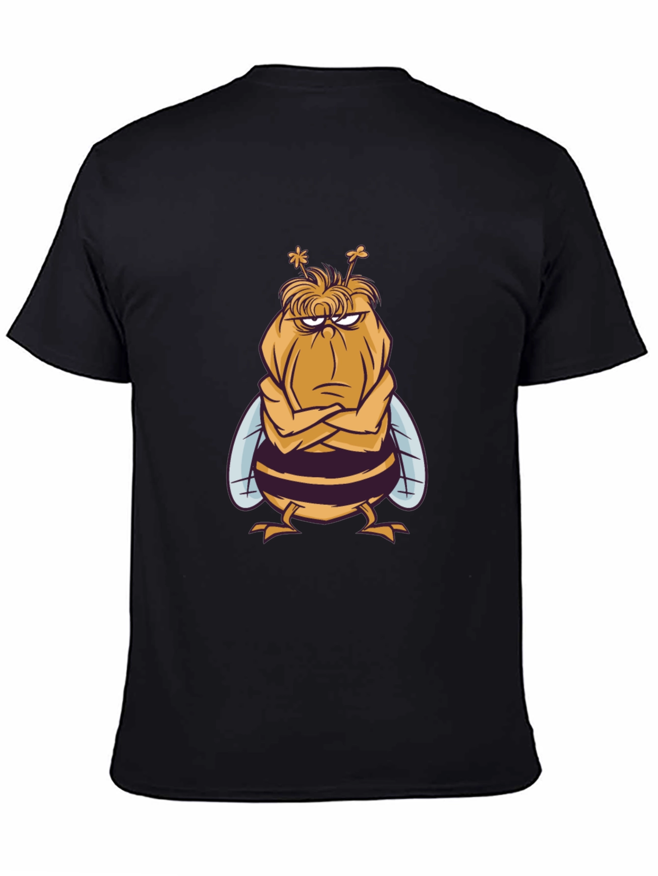 Grumpy Bee Graphic Tee - Black Cotton Blend T-Shirt