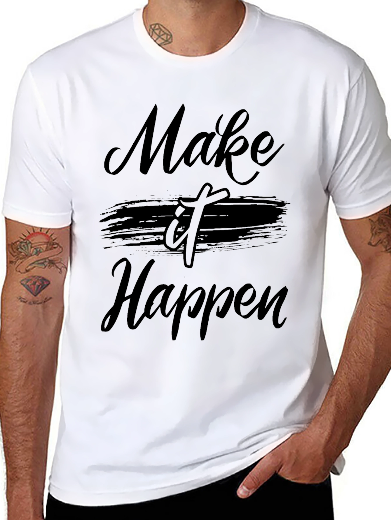Make It Happen Black T-Shirt - Motivational Graphic Tee