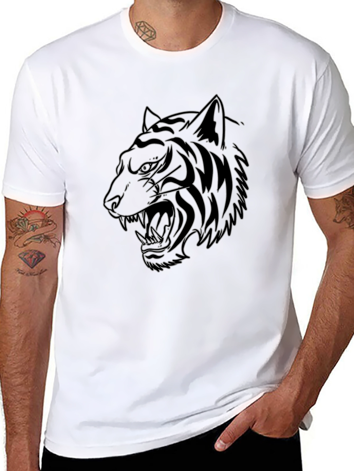 Black Tiger Graphic Tee - Stylish Mens T-Shirt