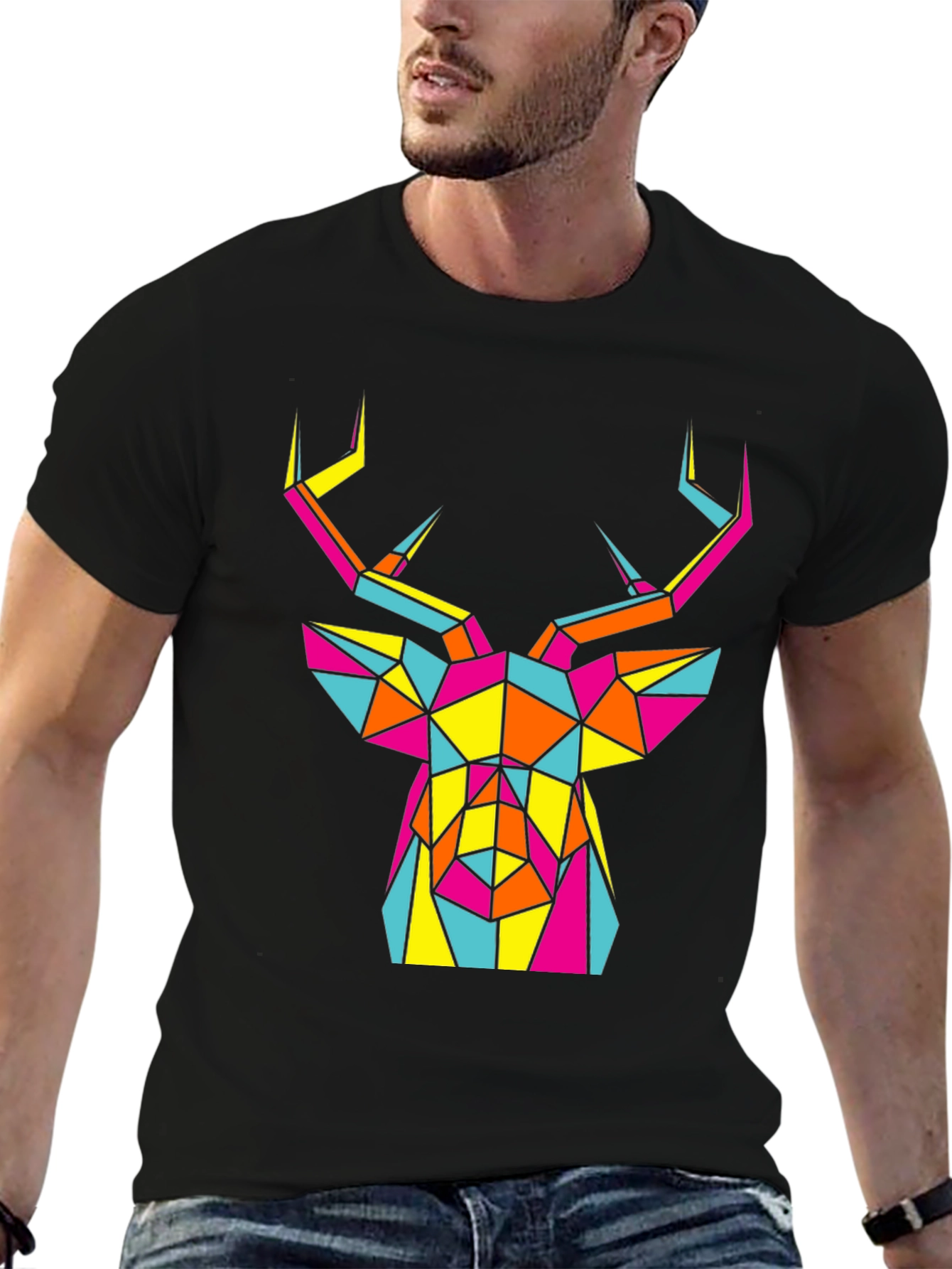 Geometric Deer Head Graphic Tee