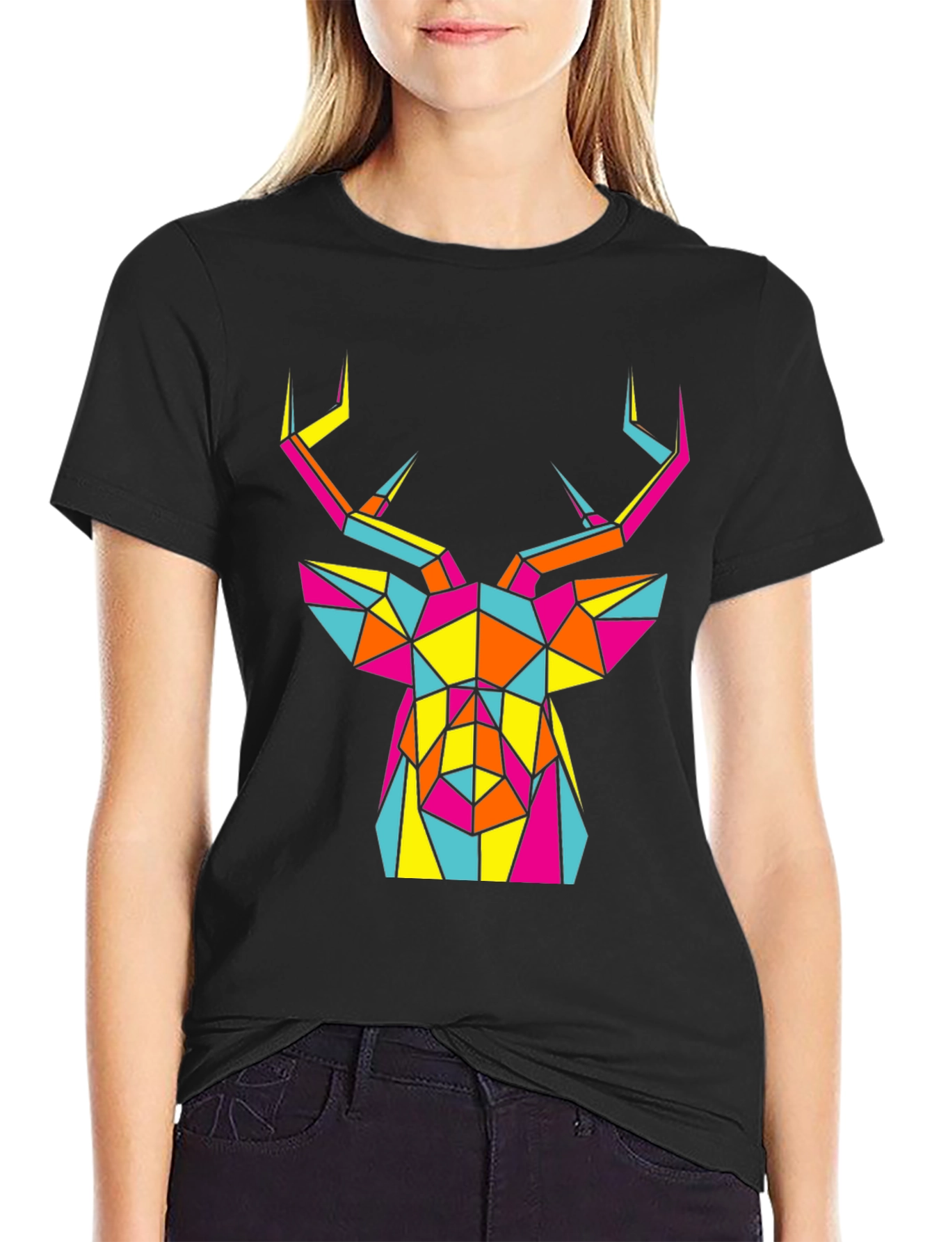 Geometric Deer Head Graphic Tee