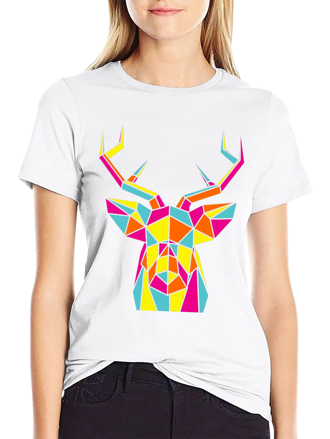 Geometric Deer Head Graphic Tee