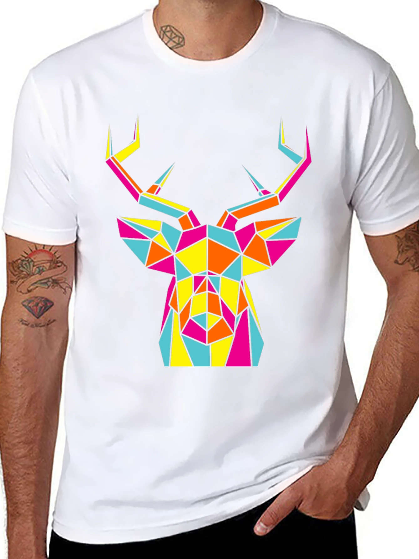 Geometric Deer Head Graphic Tee