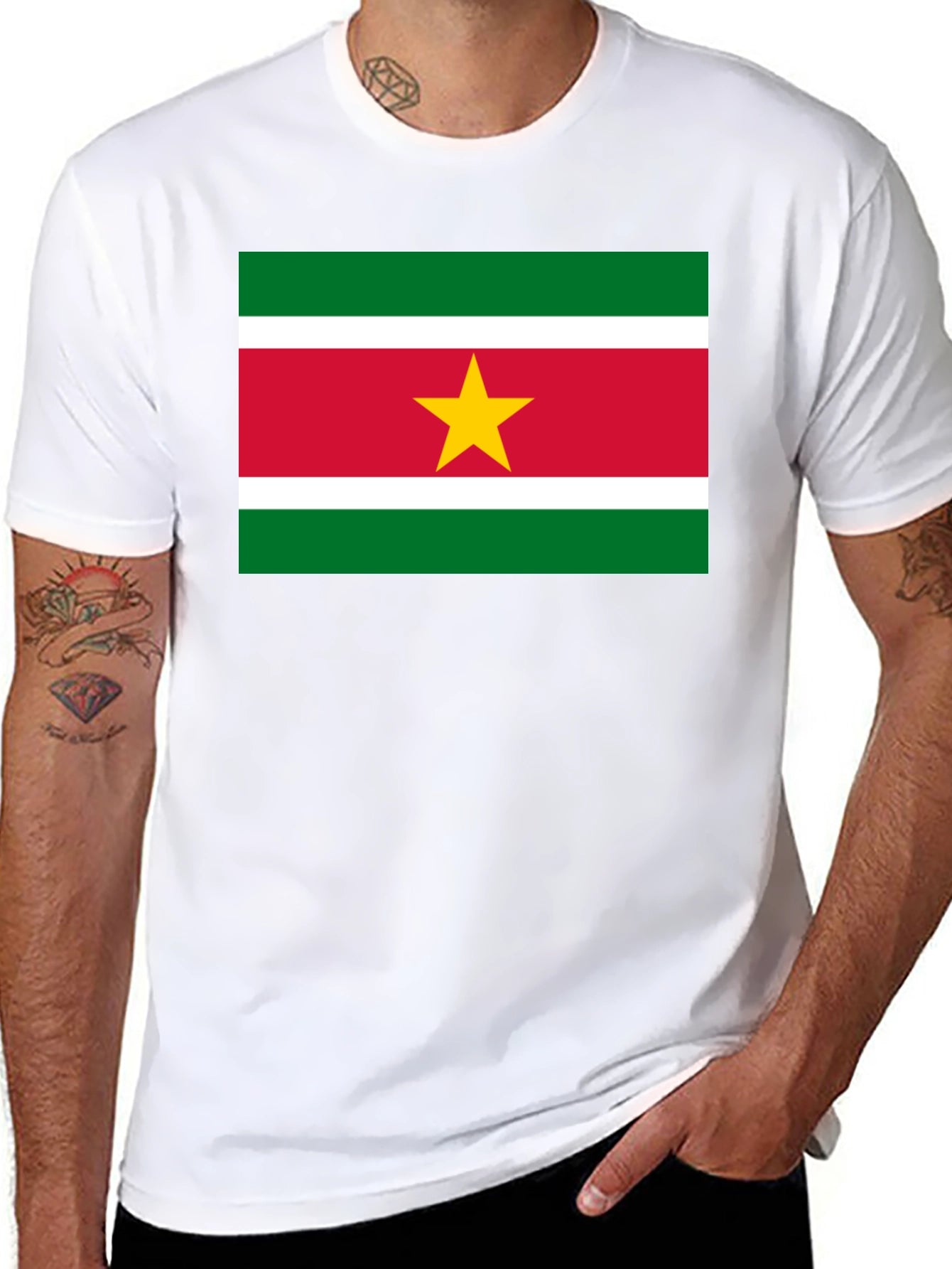 Suriname Flag T-Shirt - Black Cotton Tee