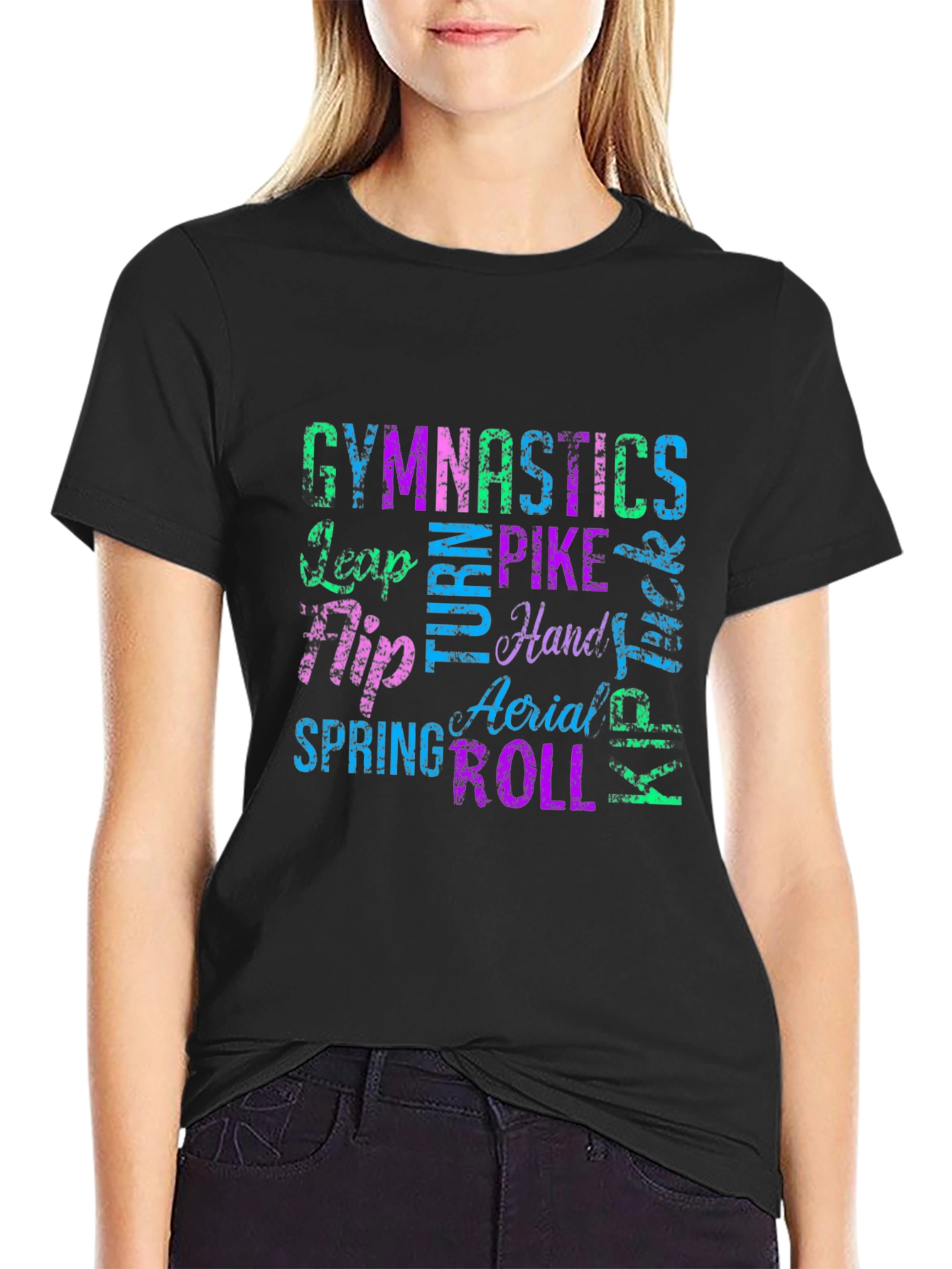 Gymnastics Words T-Shirt - Black