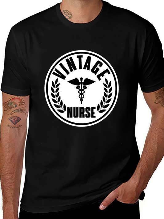 Vintage Nurse Graphic Tee - Black Cotton T-Shirt