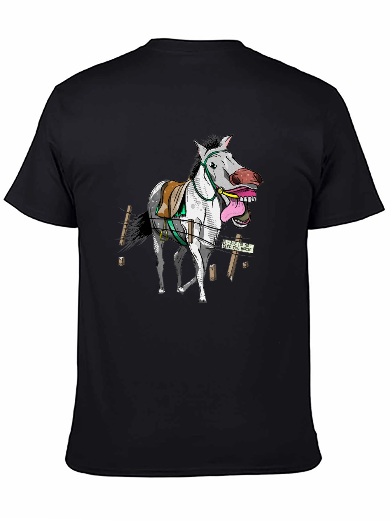 Funny Horse Graphic Tee - Black Cotton T-Shirt