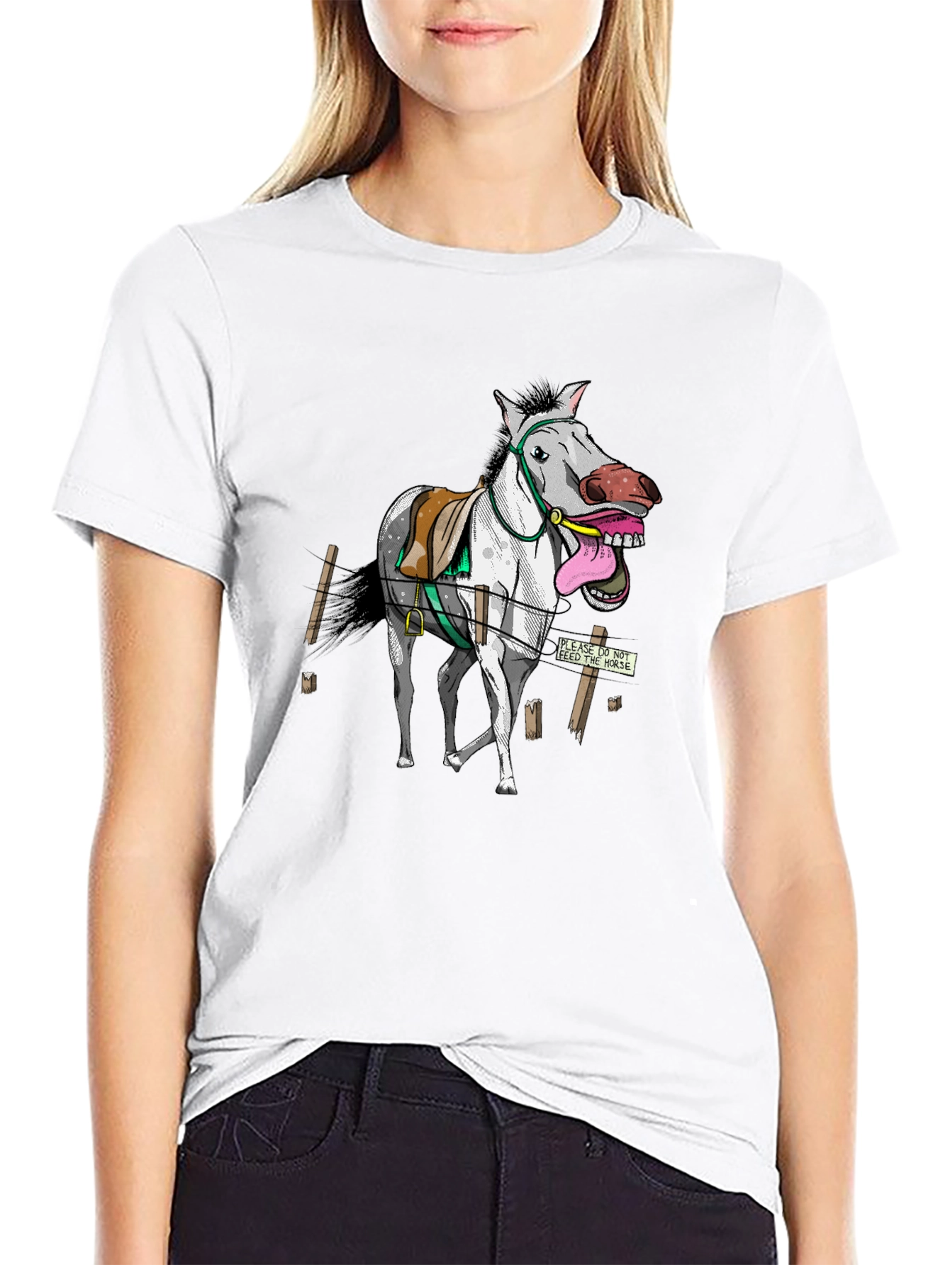 Funny Horse Graphic Tee - Black Cotton T-Shirt