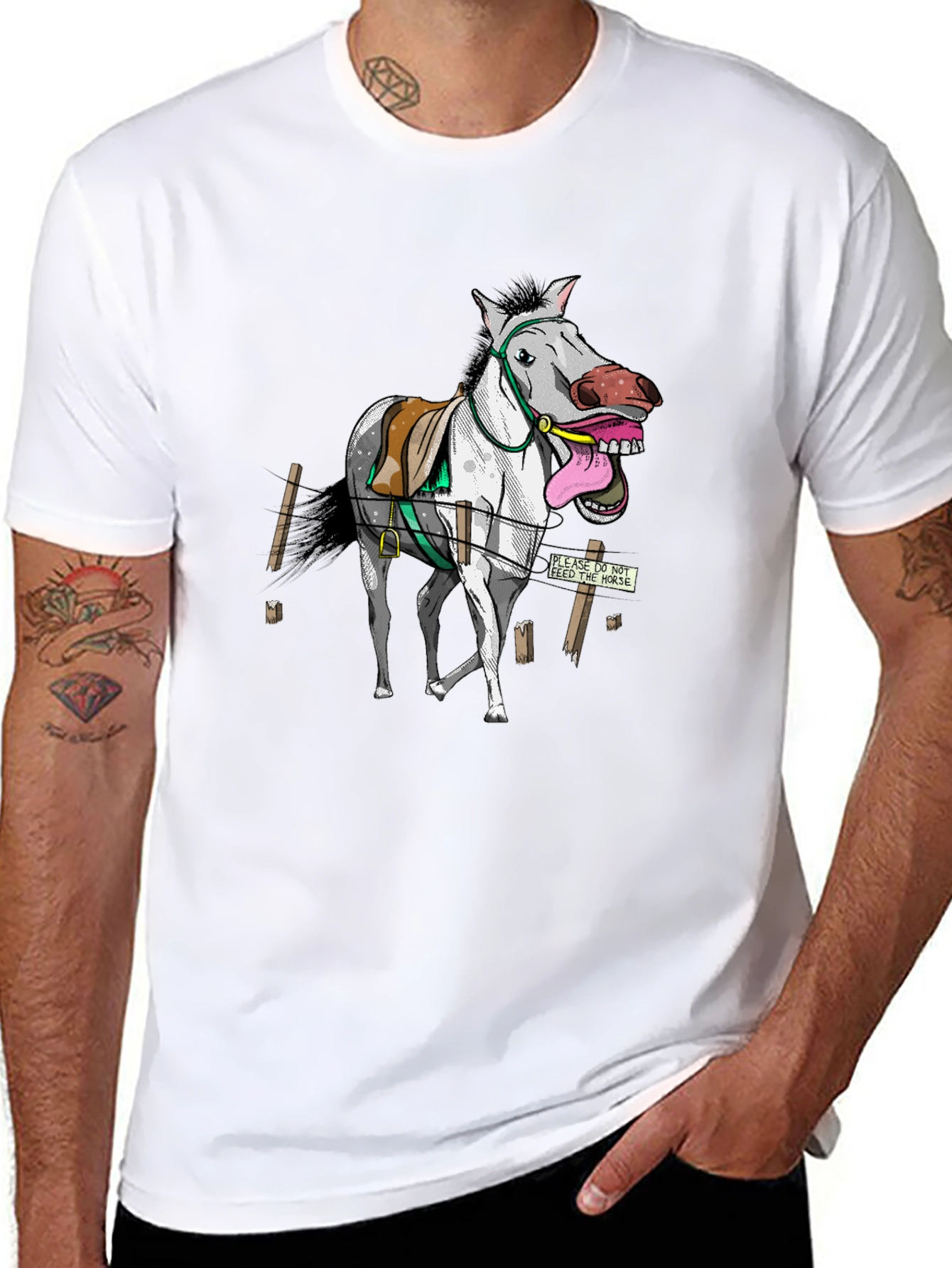 Funny Horse Graphic Tee - Black Cotton T-Shirt