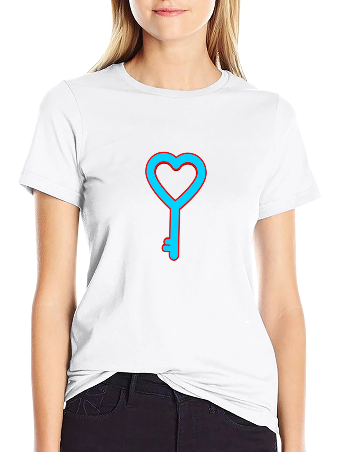 Heart Key Graphic T-Shirt - Mens Casual Tee