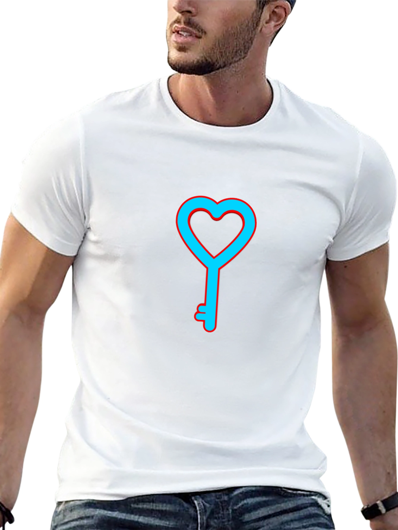 Heart Key Graphic T-Shirt - Mens Casual Tee