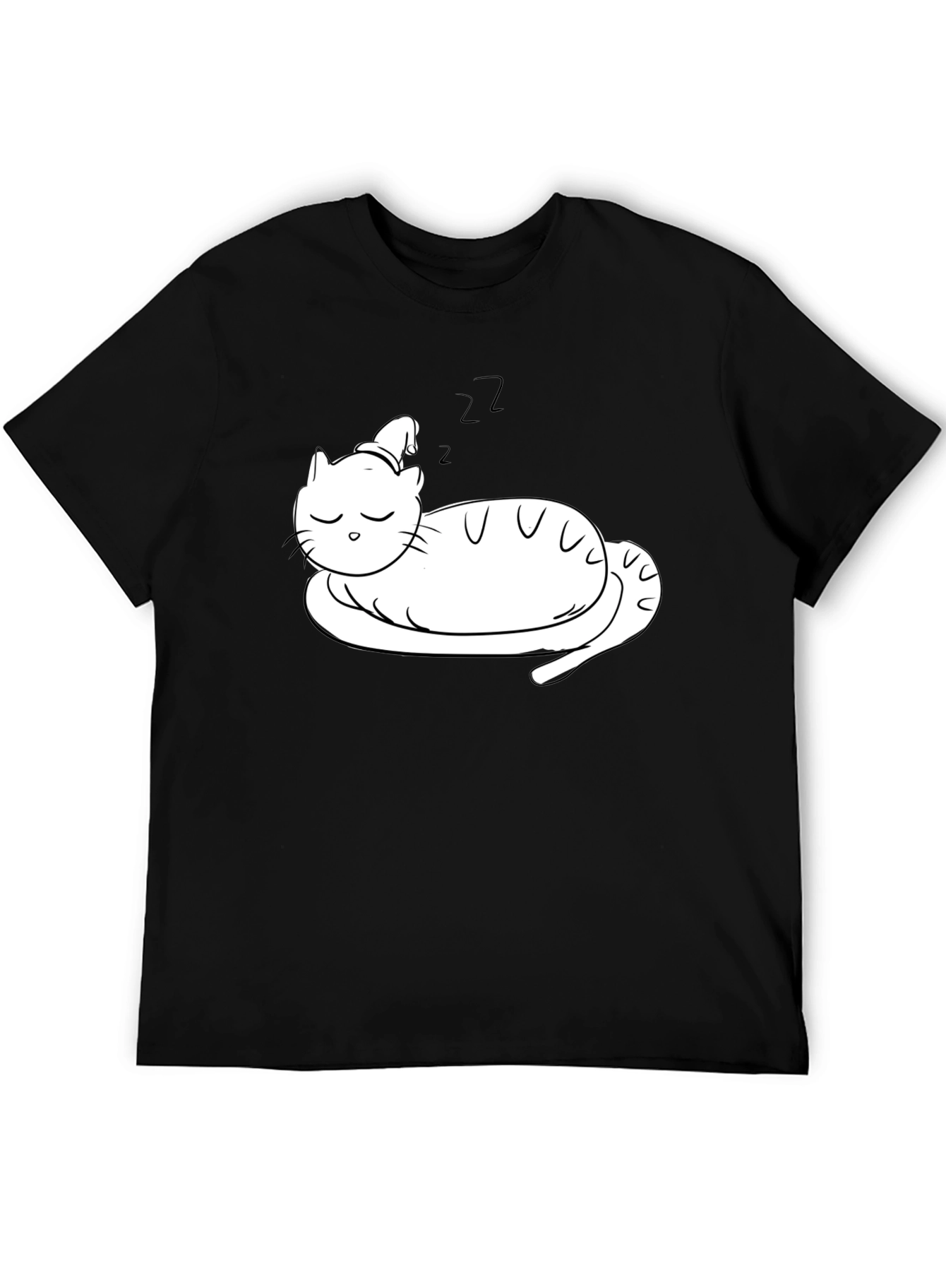Sleeping Cat T-Shirt - Relaxed Fit Black