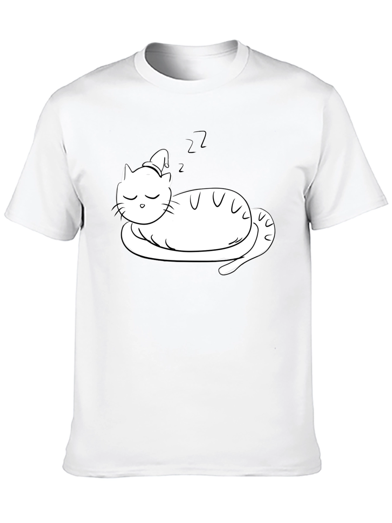 Sleeping Cat T-Shirt - Relaxed Fit Black
